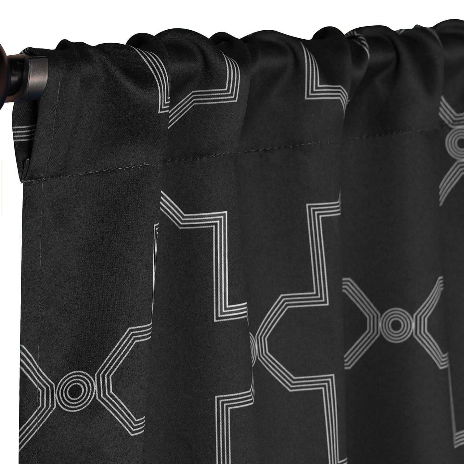 Superior Trellis Blackout Curtains, Rod Pocket, Set of 2, 42" x 84", Black