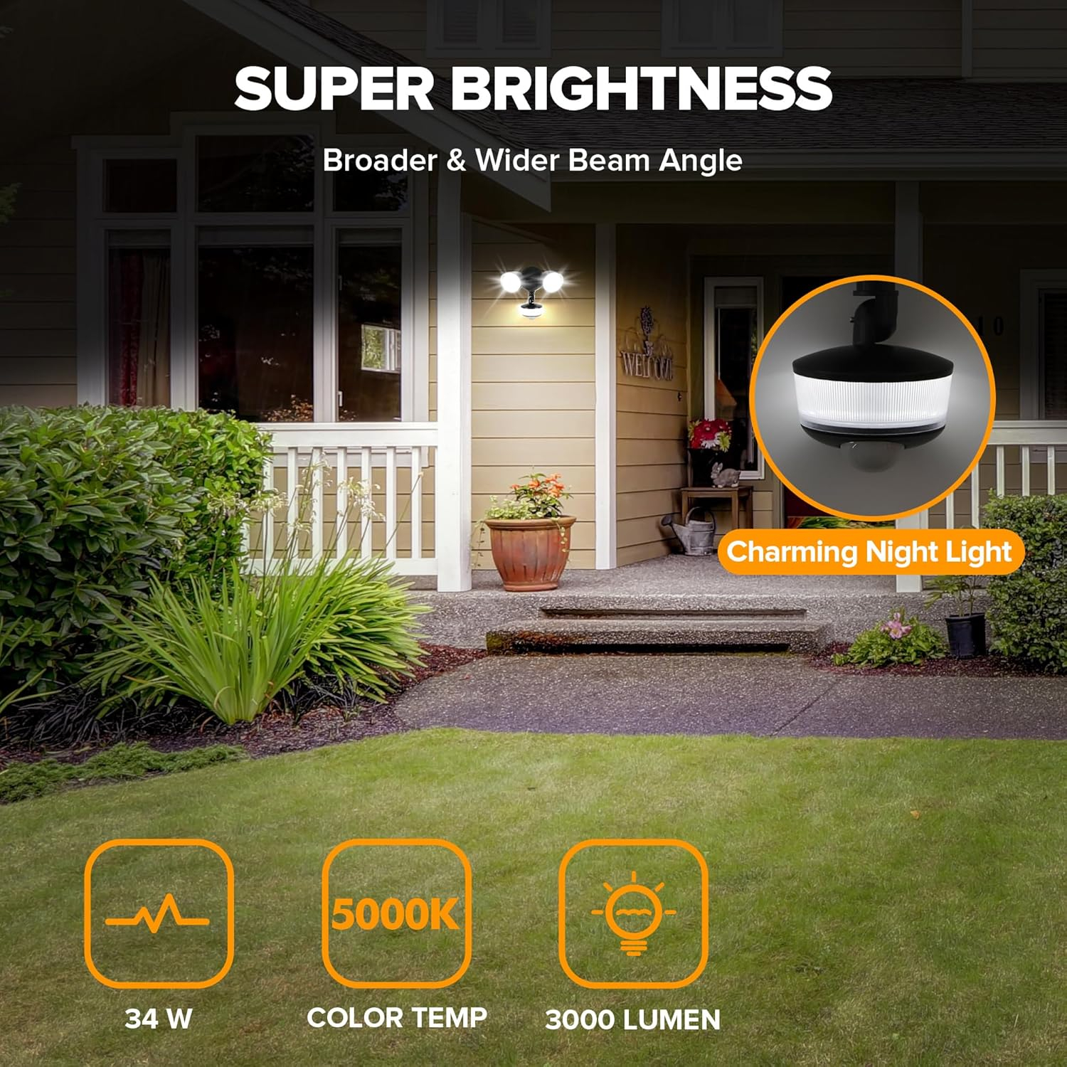 Lutec 10.43 x 5.41 x 6.52 Inches Outdoor Dual Head Home Security Floodlight