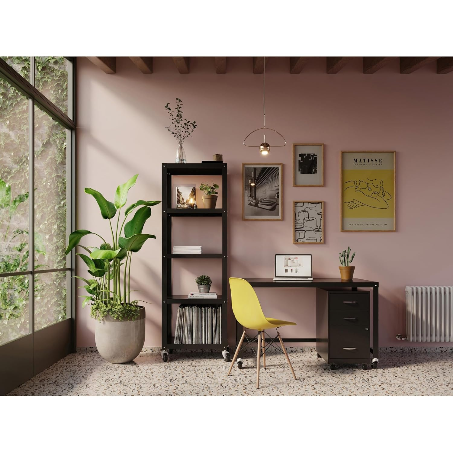 Black Mobile 3-Drawer Lockable Metal File Cabinet