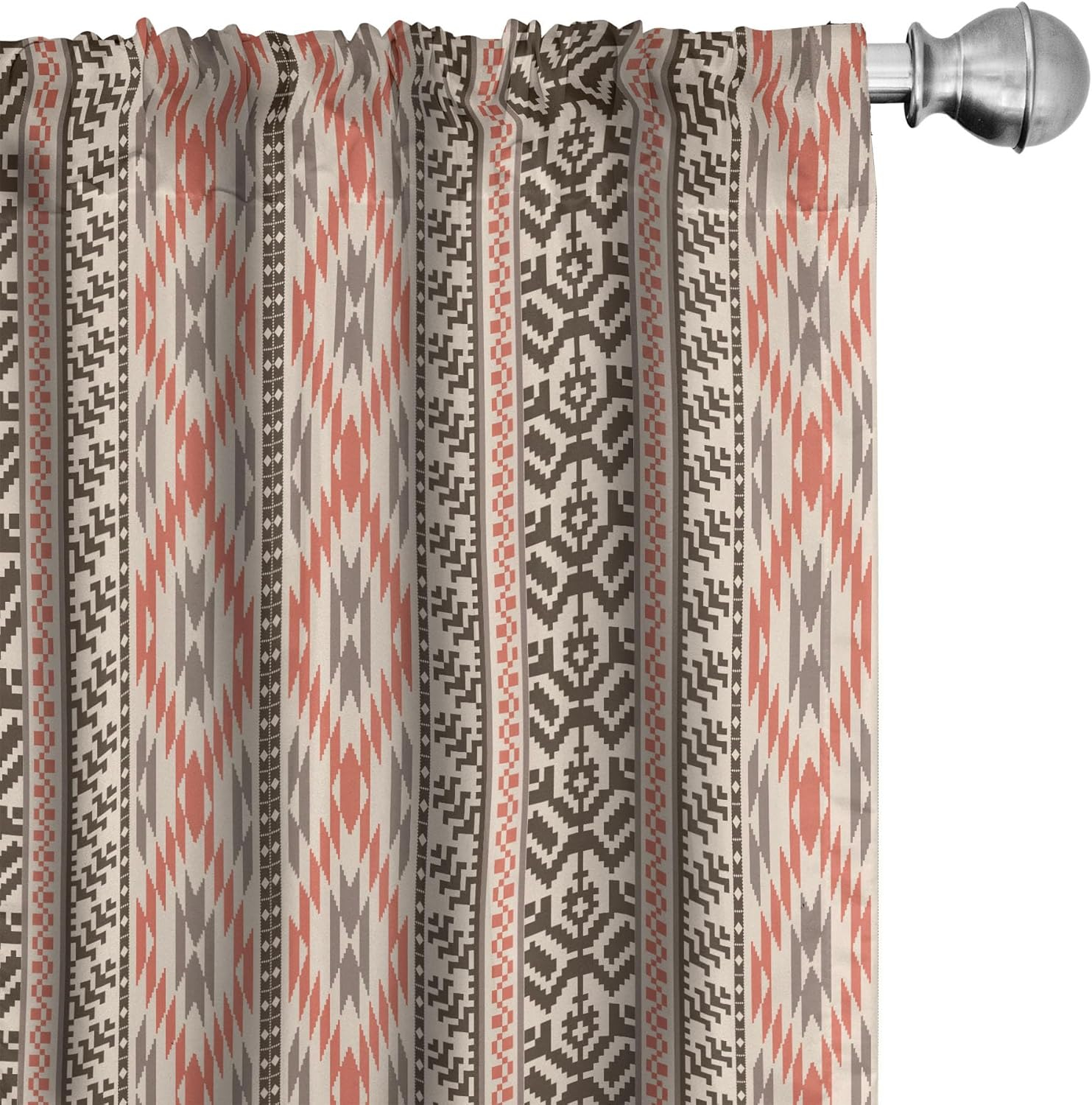 Ambesonne Southwestern Curtains, Native Art Borders, Pair of 28"x63", Multicolor