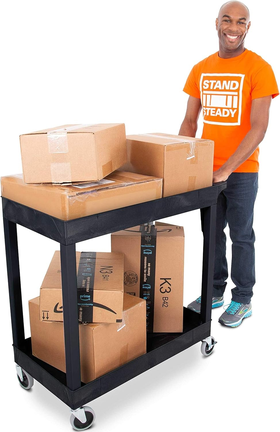 Gray Heavy Duty 2-Shelf Utility Cart with Swivel Casters