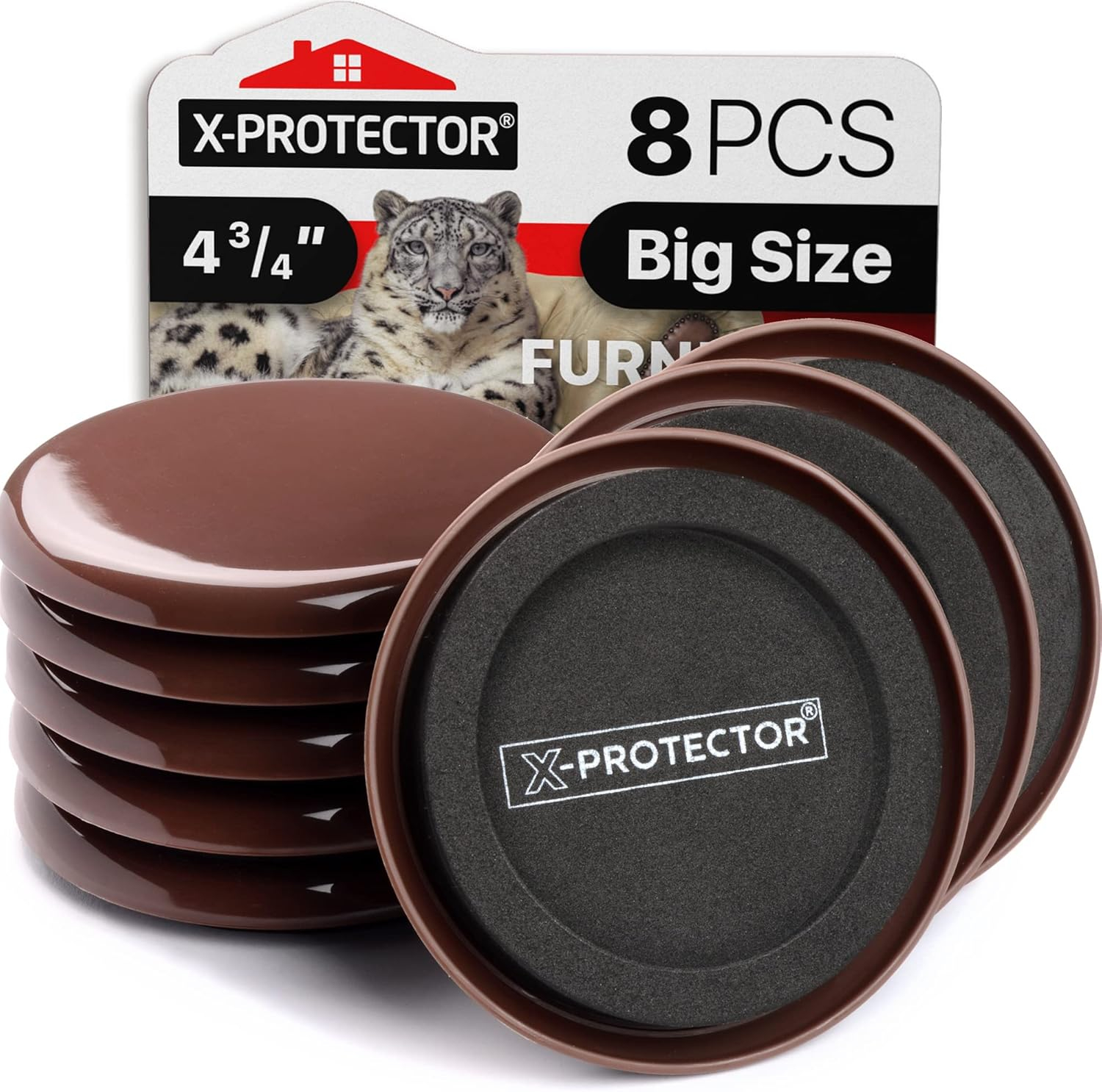 Furniture Sliders for Carpet X-PROTECTOR - 8 PCS Best Heavy Moving Pads 4 3/4" - Sliders for Furniture. Move Your Furniture Easy with Reusable Furniture Movers Sliders for Carpets!