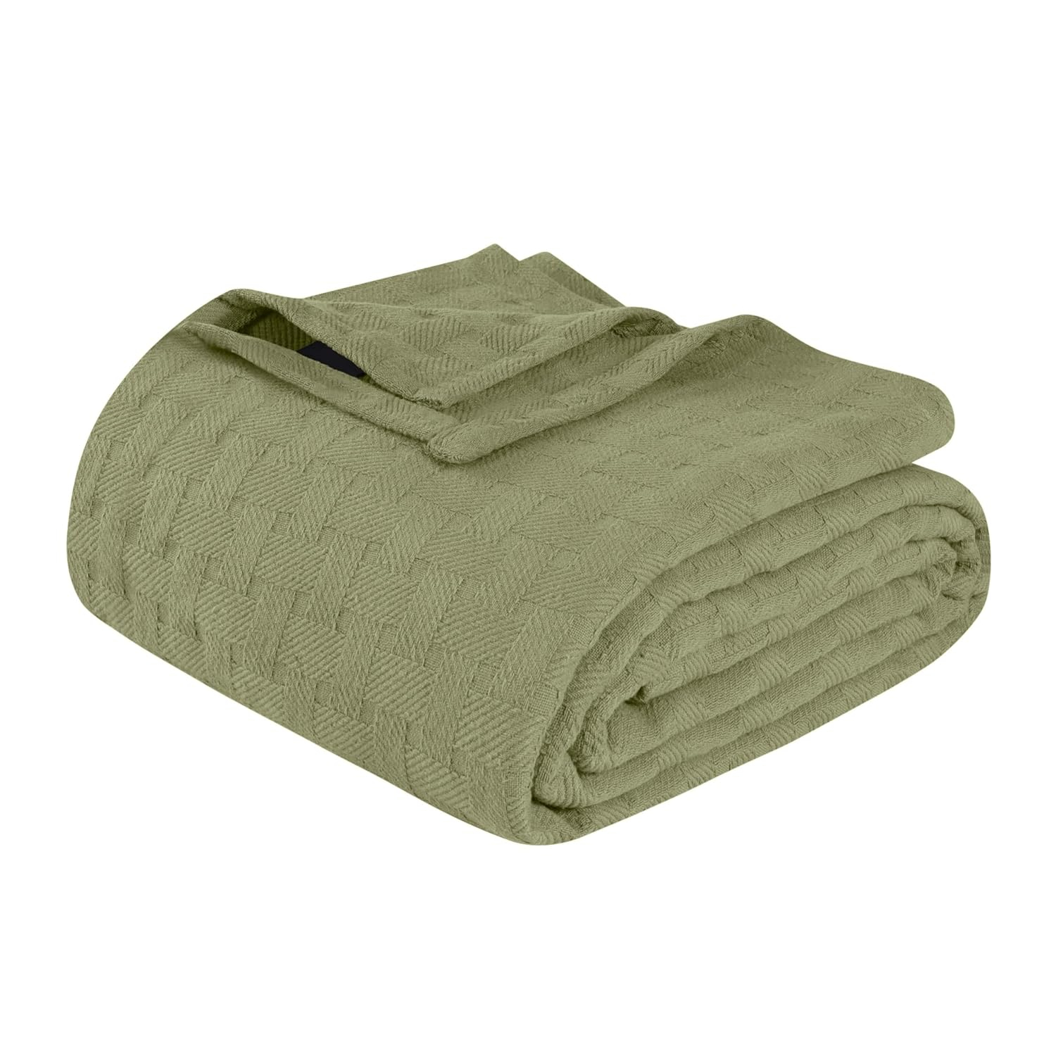 Superior Basketweave All-Season Cotton Blanket, King, Sage