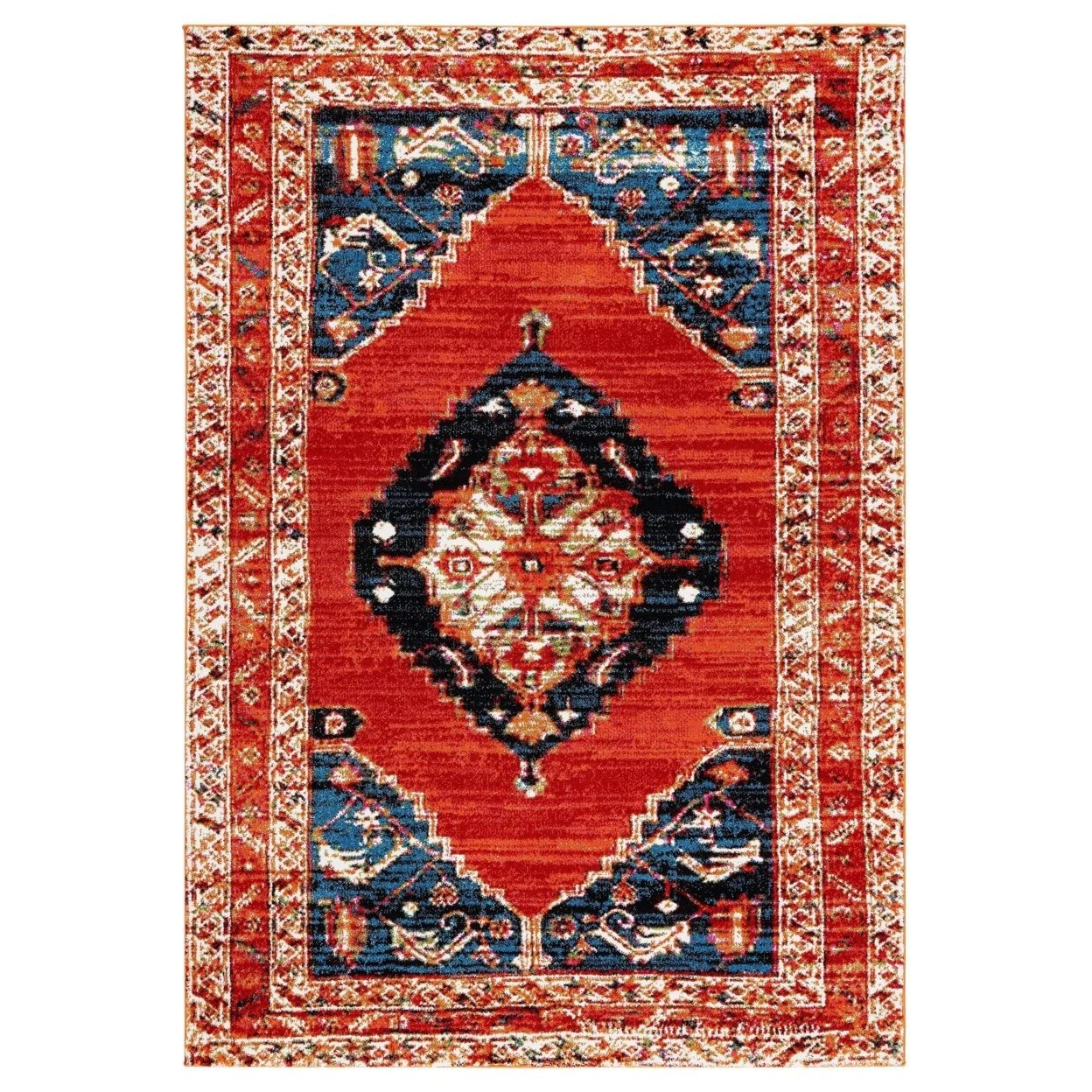 SAFAVIEH Vintage Hamadan Keighley Oriental Area Rug, Red/Navy, 2'3" x 4'