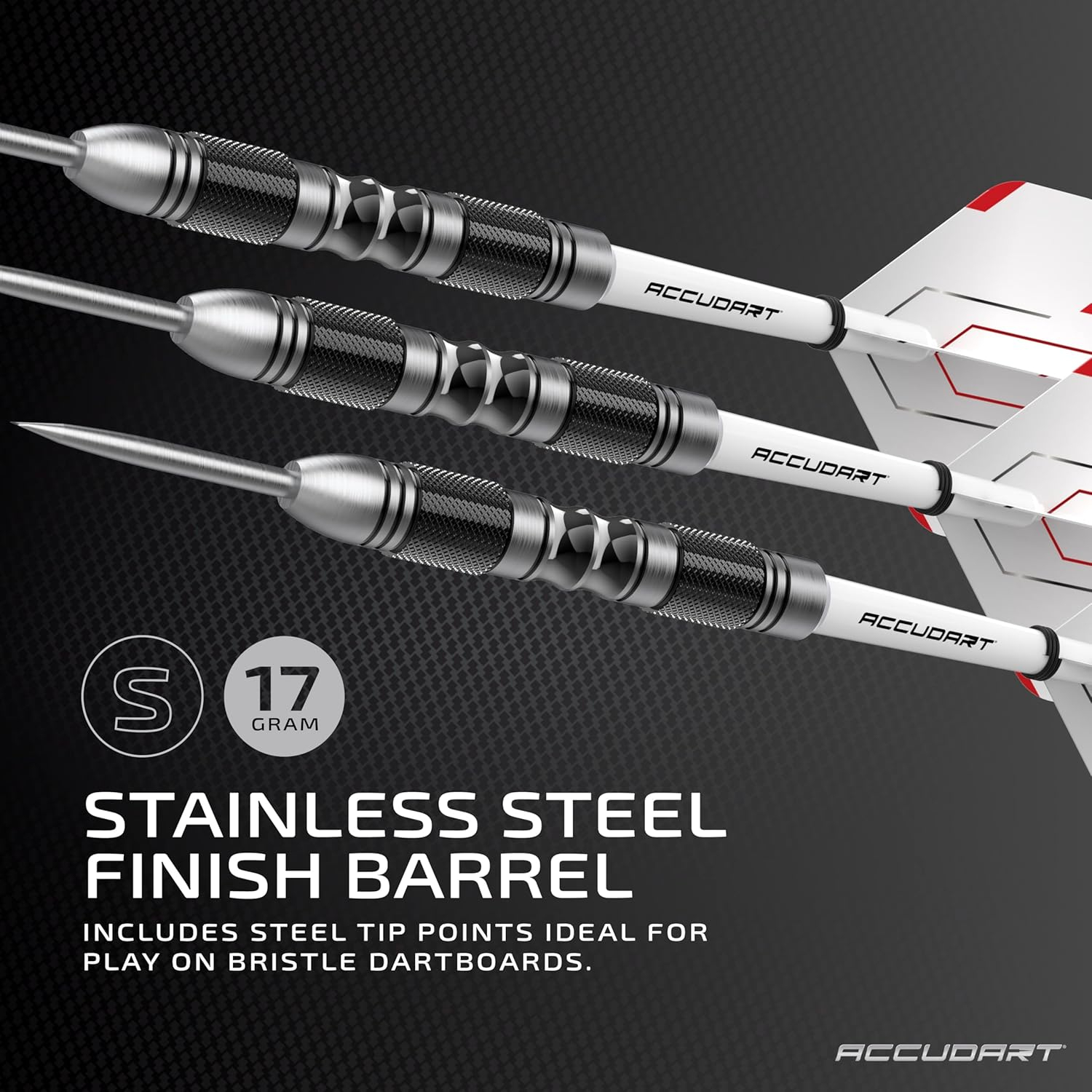 Accudart Steel Tip, Stainless Steel Finish Barrel, Set 3.5