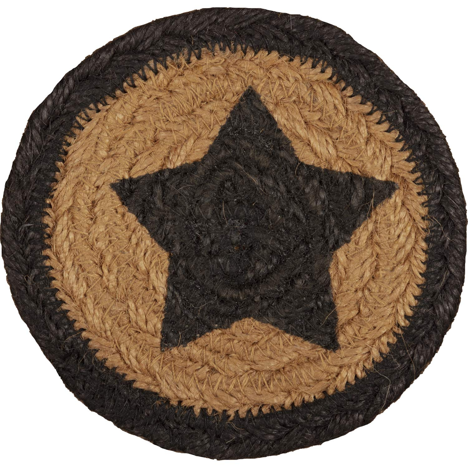 Rustic Black and Tan Jute Star Coasters Set of 6
