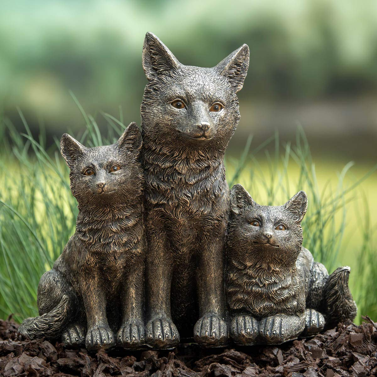 Fox Family Garden Statue