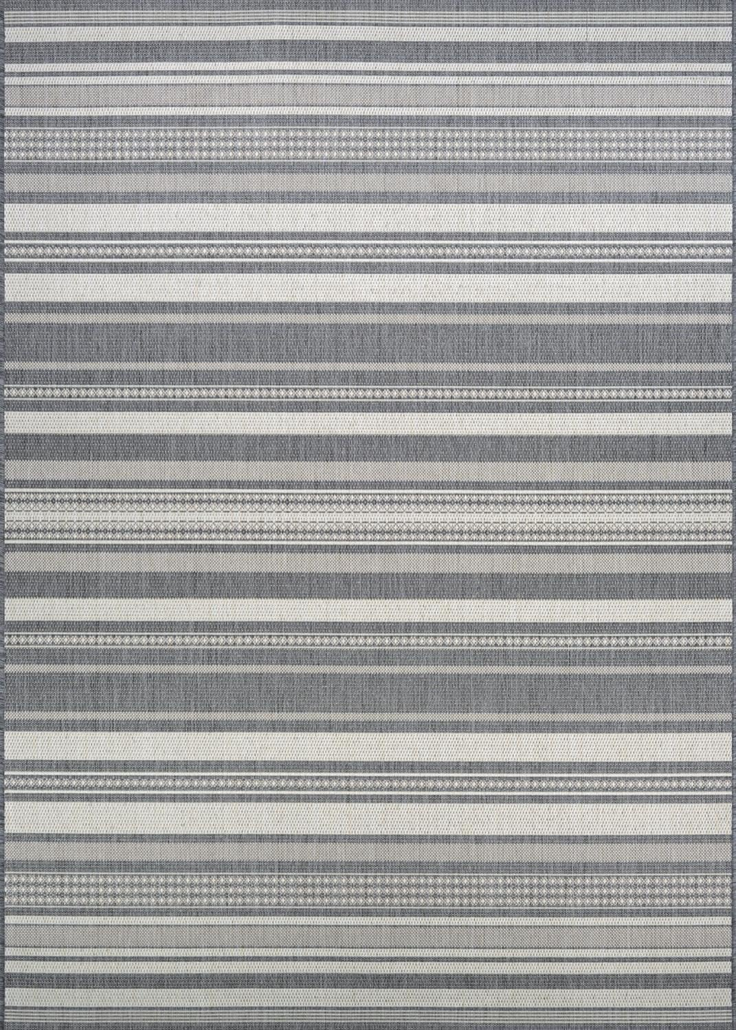 Couristan Recife Gazebo Stripe Indoor / Outdoor Area Rug, Champagne- Grey, 7'6" x 10'9"