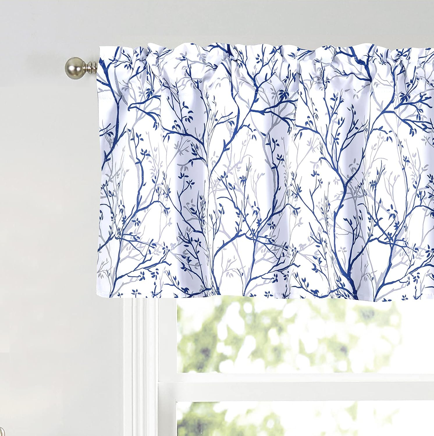 Floral Flower Thermal Insulated Energy Saving Window Curtain Valance for Living Room/Bedroom/Kitchen/Kids Rod Pocket 52 by 18 Inch