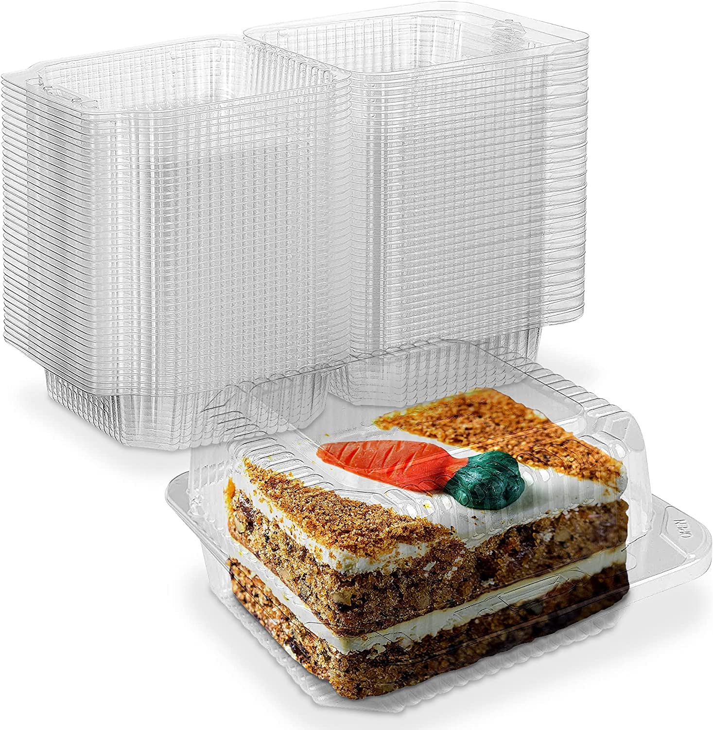 MT Products Clear Square Plastic Containers 5.25 x 5.26" x 3.2" - Pack of 40