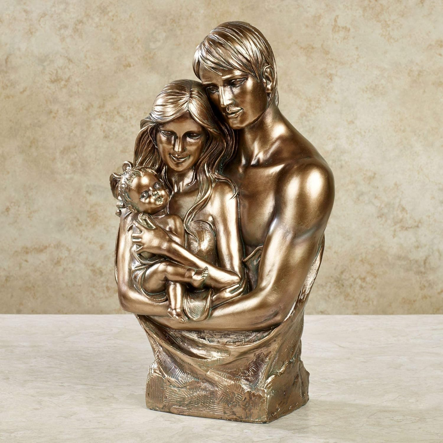 Antique Gold Resin Family Embrace Tabletop Sculpture
