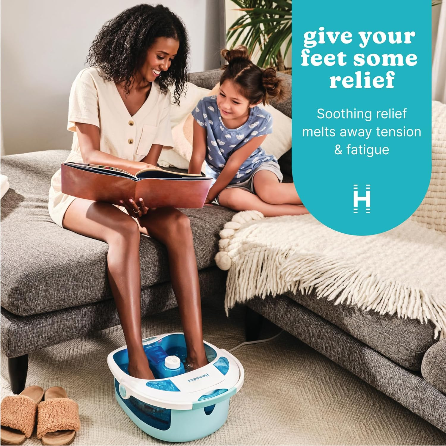 Homedics Shower Bliss Footspa with Massaging Water Jets, 3 Attachments and Toe-Touch Controls, FB-625