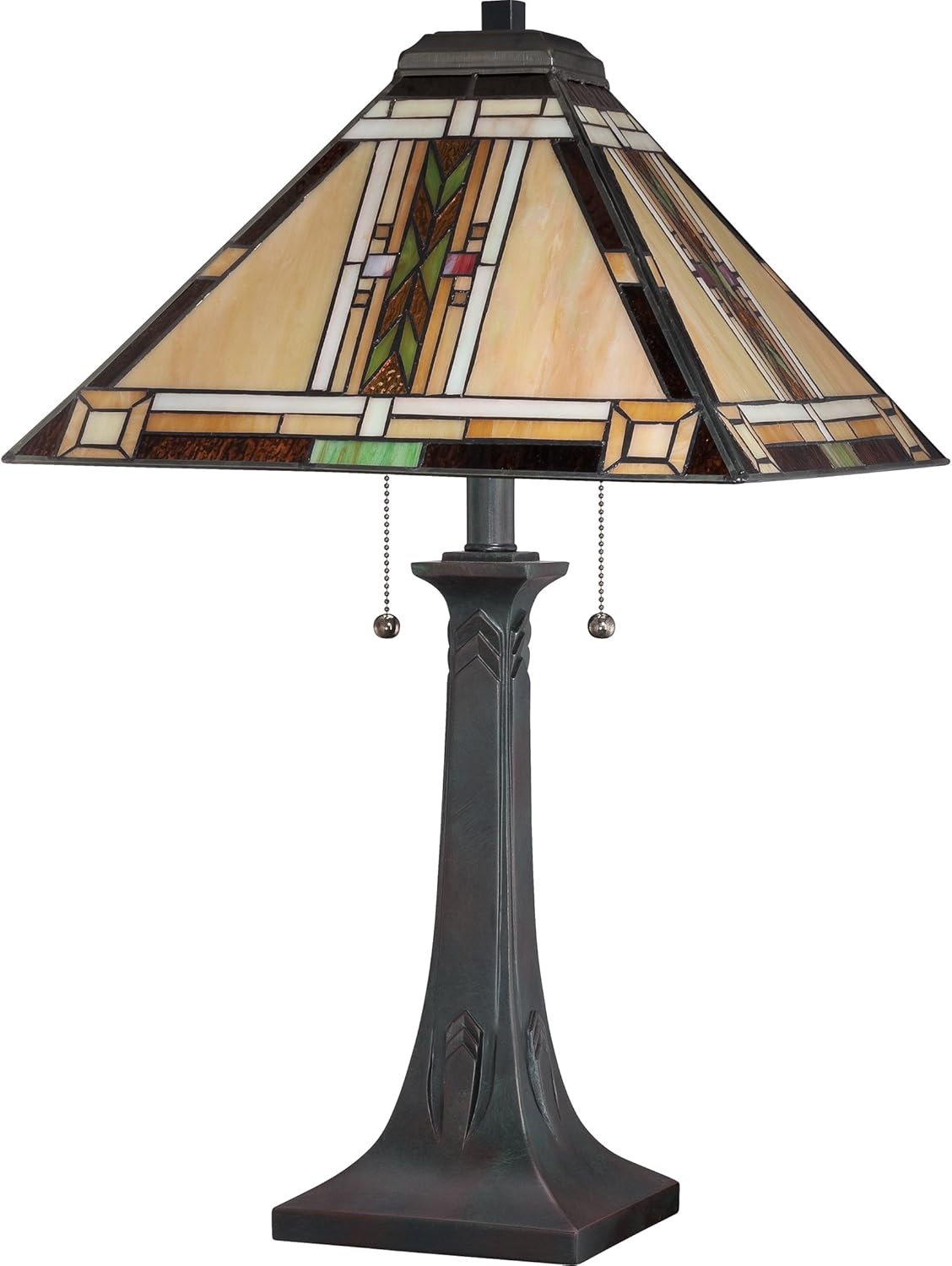 Valiant Bronze 25" Table Lamp with Stained Glass Shade