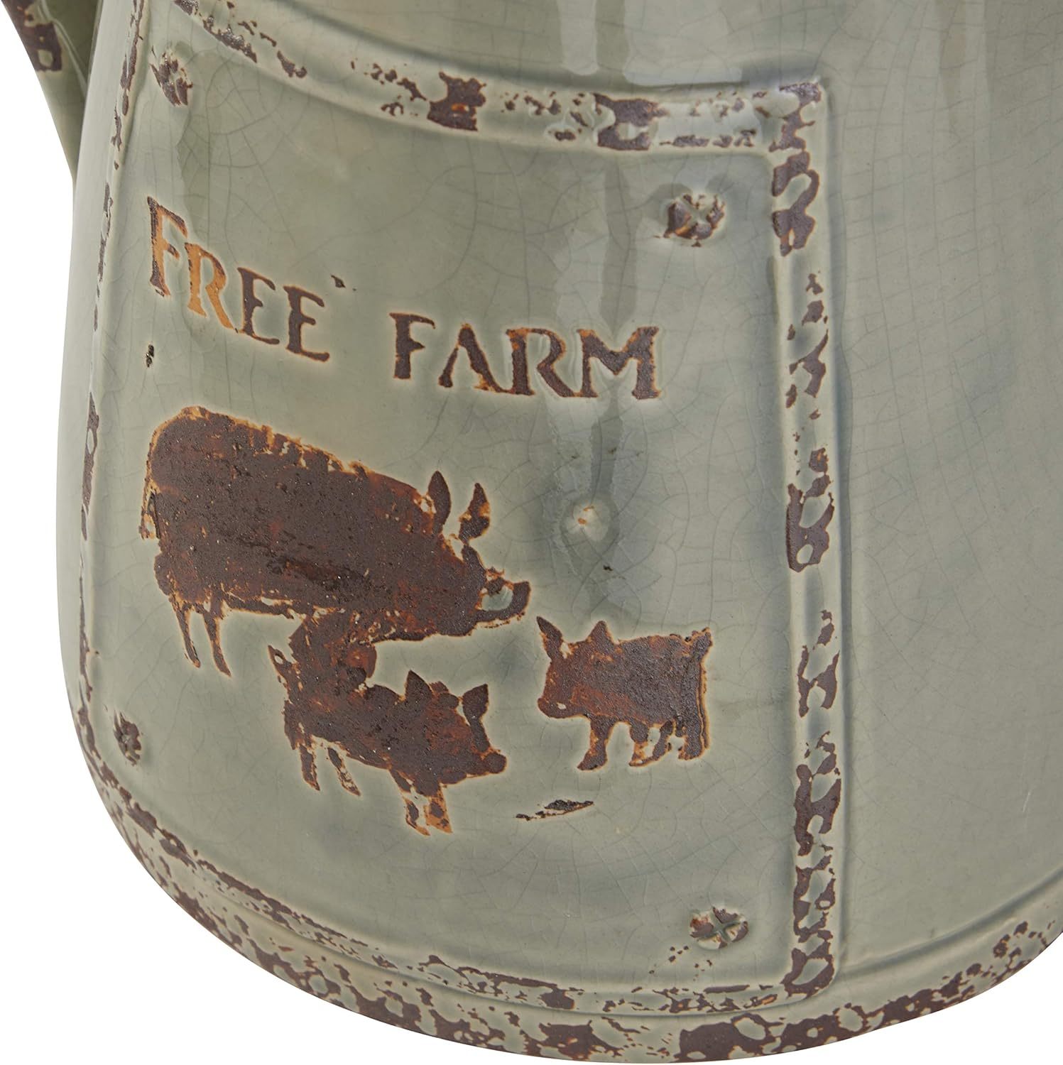 DecMode 10"W, 13"H Porcelain Farmhouse Decorative Jar, Grey, 1 - Piece