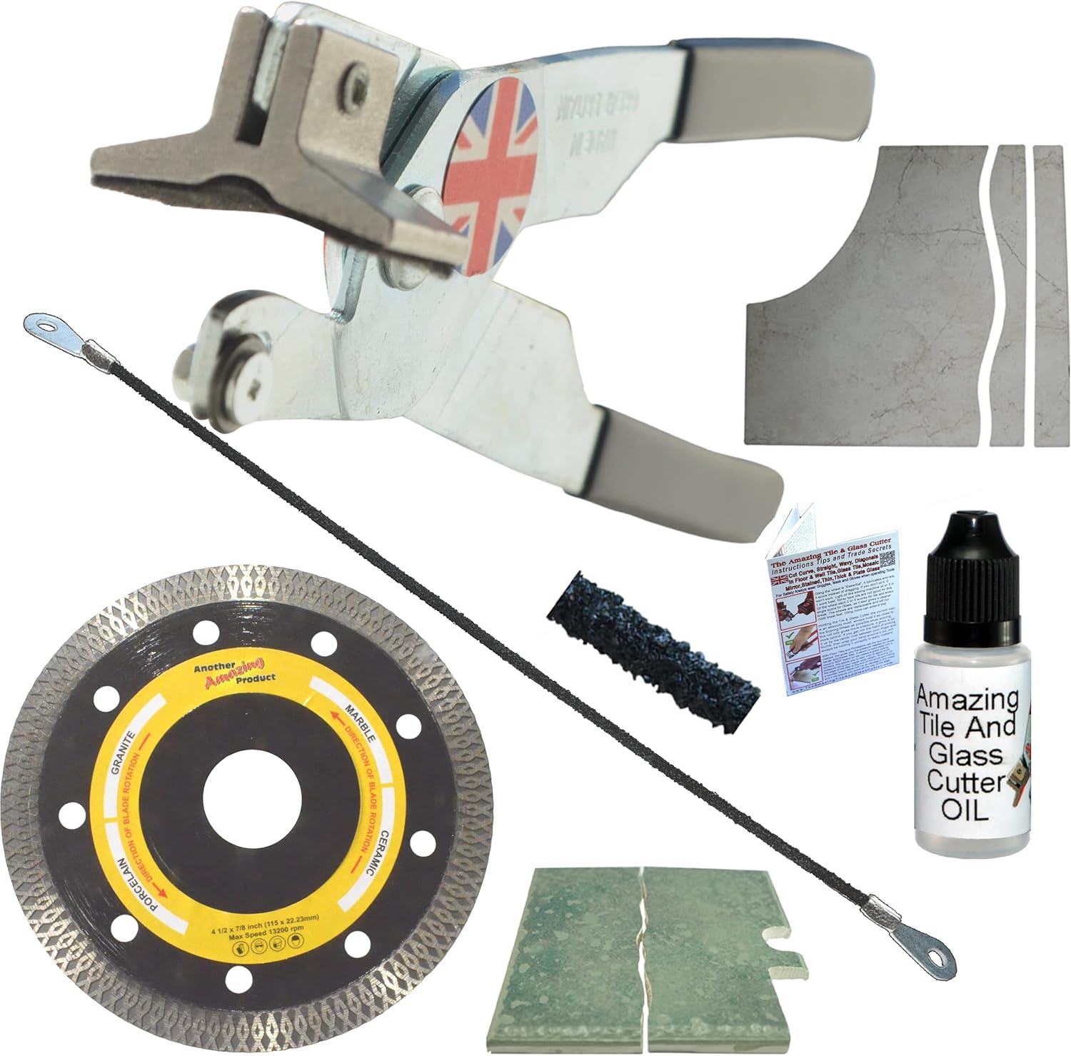 Tile Cutter Hand Tool Kit 1 Ceramic Tile Cutter 4 1/2 in Ultra Thin Diamond Grinder Tile Saw for Corner Cuts and Box Cut Outs in Porcelain Carbide Hacksaw Tile Blade For Notches in Ceramic Wall Tiles