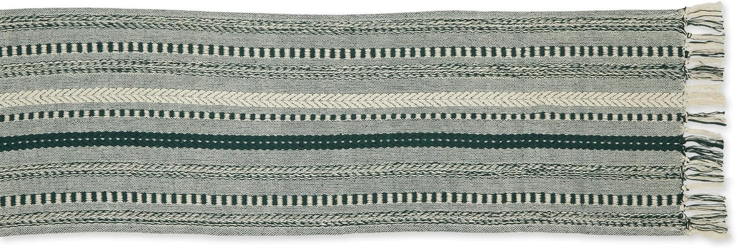 Dark Green Braided Stripe Table Runner 15x72