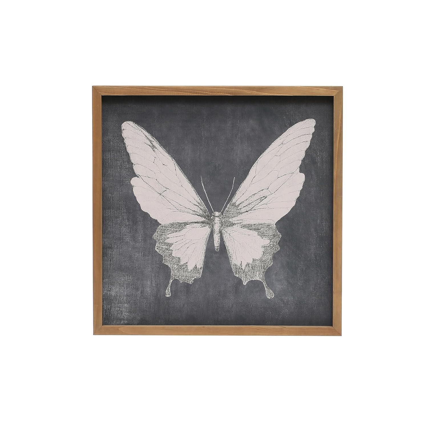 Creative Co-Op 15.75 Inches Square Wood Framed Wall Décor with Butterfly, Multicolor