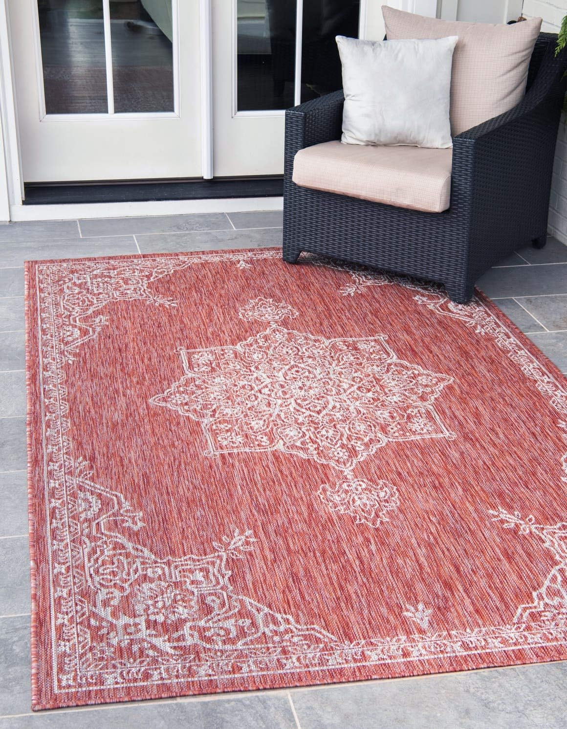 Rust Red Antique Outdoor 9 ft. x 12 ft. Area Rug
