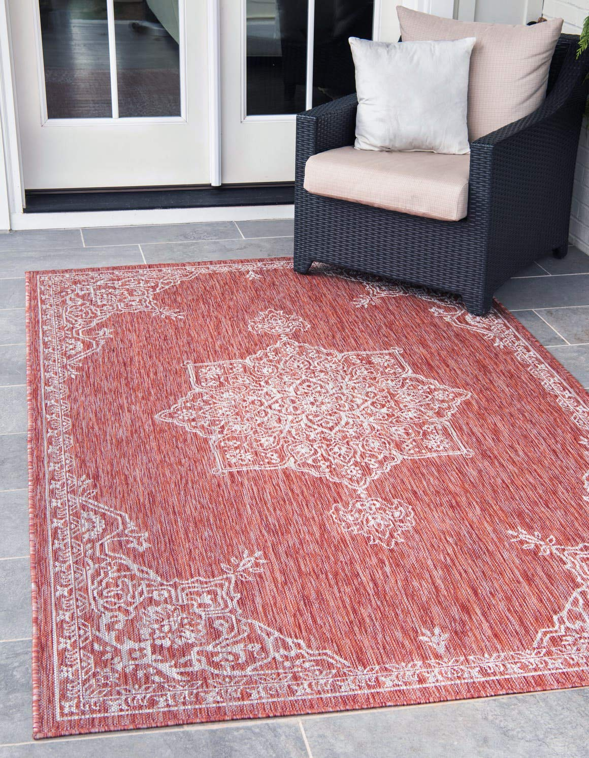 Rust Red Antique Outdoor 9 ft. x 12 ft. Area Rug