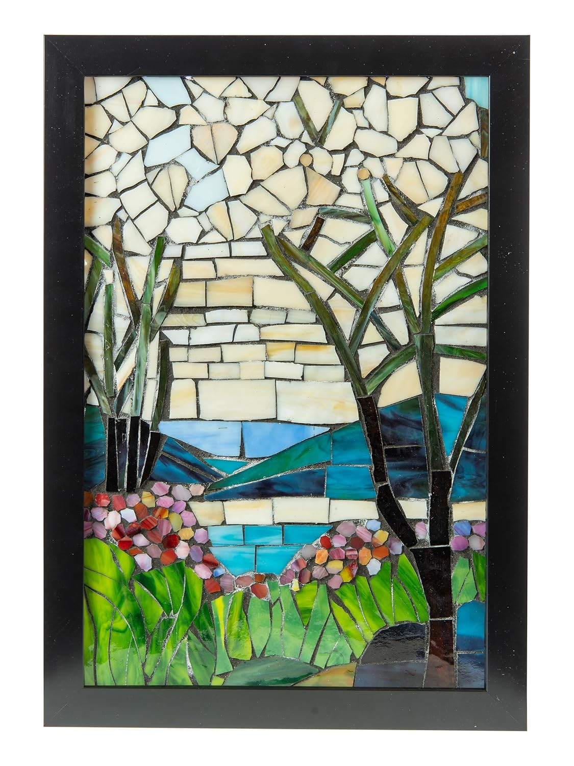 Magnolia Iris Mosaic Art Glass Wall Panel