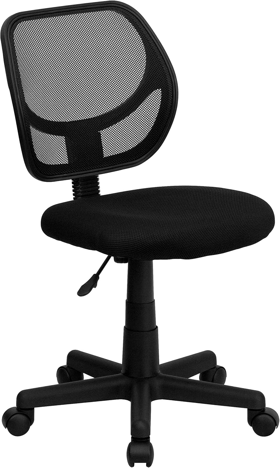 Flash Furniture Low Back Black Mesh Swivel Task Office Chair with Curved Square Back