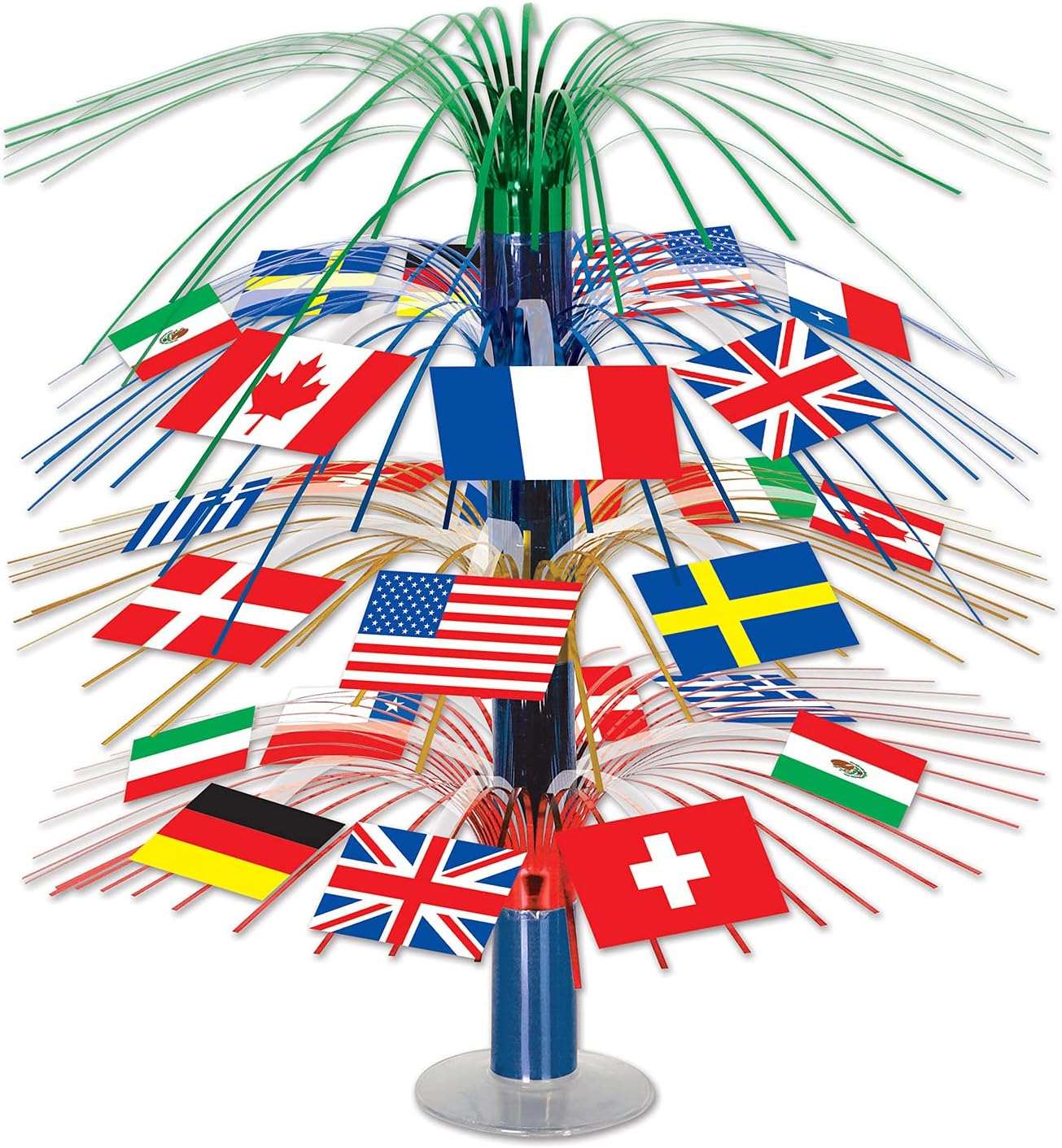 Beistle 18" International Flag Cascade Centerpiece 3/Pack 50545
