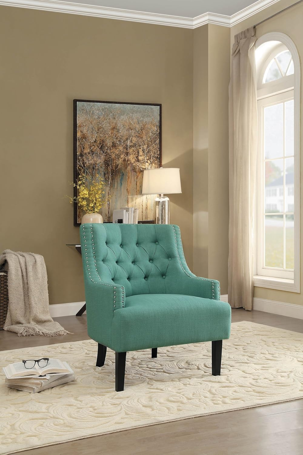 Lexicon Charisma Upholstered Accent Chair in Teal