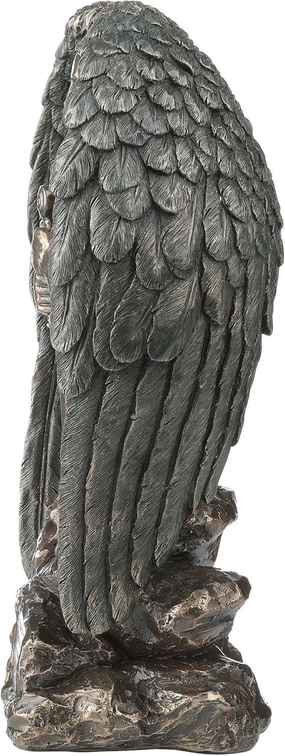 Veronese Design 9.1 Inch Saint Michael Prayer Archangel Monument Antique Bronze Finish Angel Statue