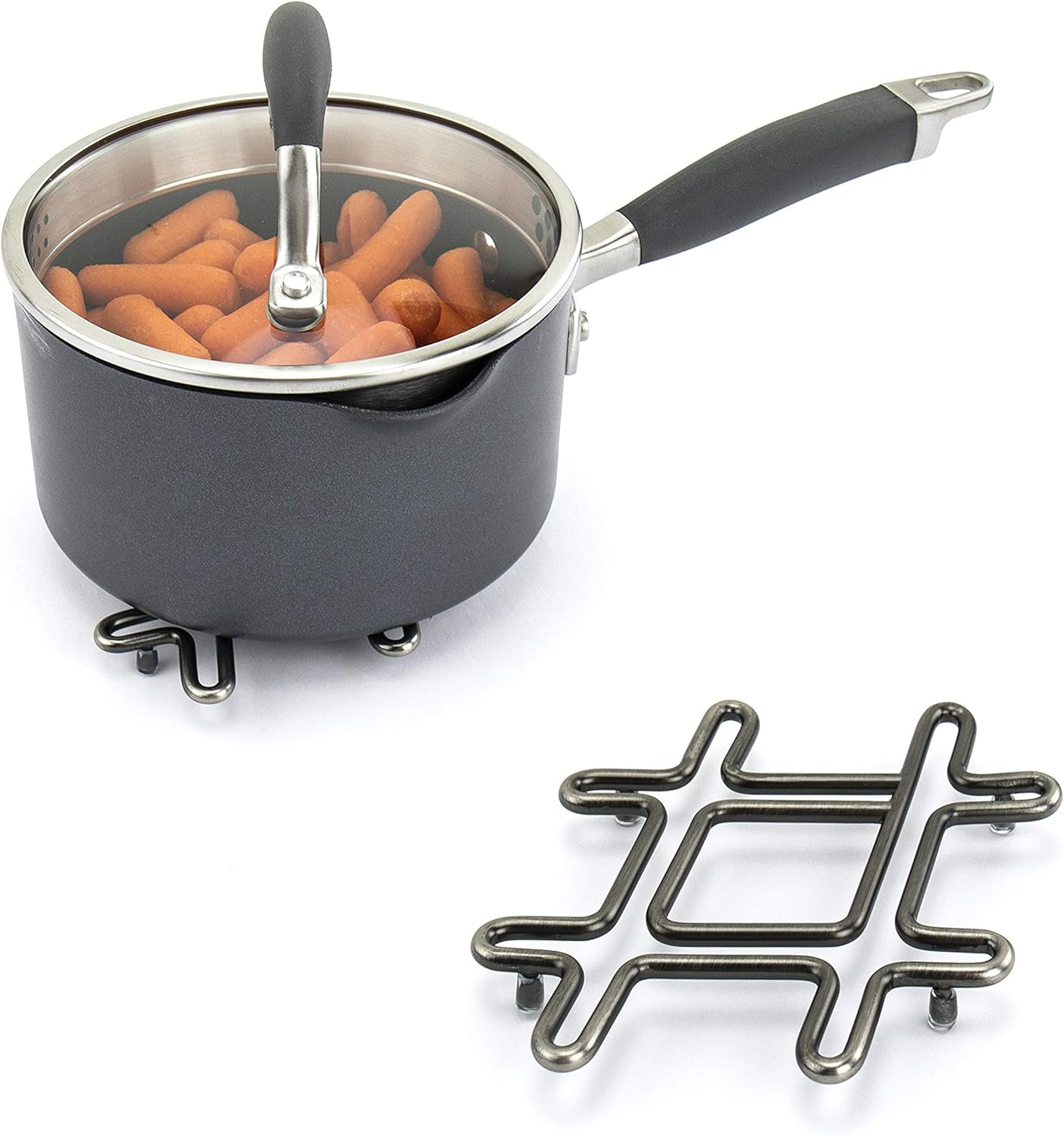 Spectrum Diversified Hashtag Pound Sign Symbol Trivet, Heat-Resistant Steel Dining Table Small Protector, Bold Metal Heat Pad for Modern Kitchen Table, Holds Hot Pots & Cast Iron Cookware Pan