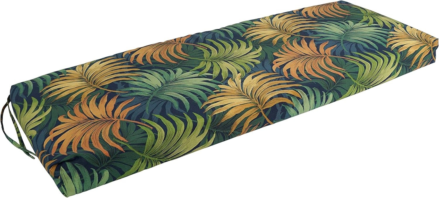 Blazing Needles 54-inch by 19-inch Patterned Outdoor Spun Polyester Bench Cushion 954X19-REO-61