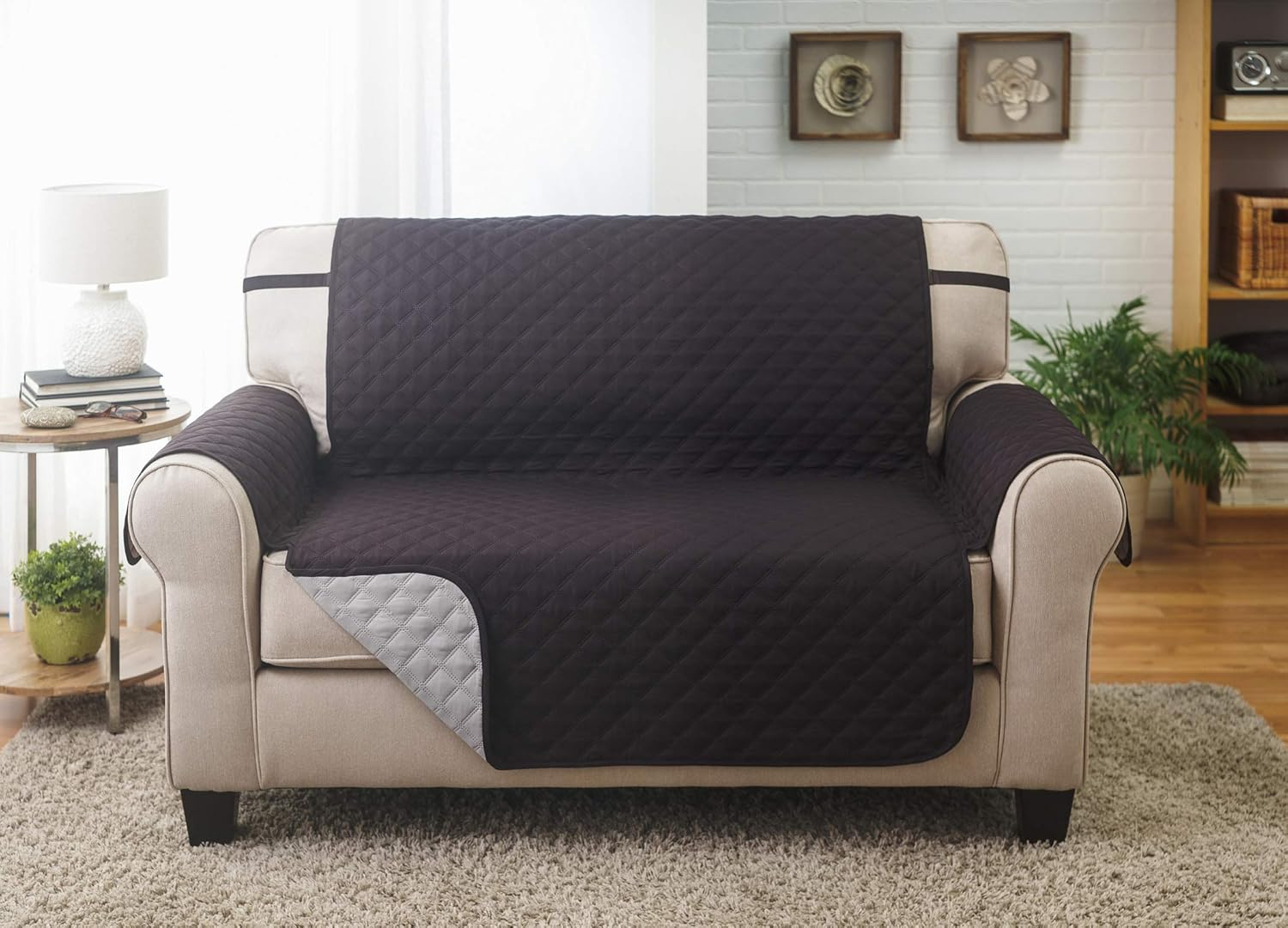 Sofa Cover - Furniture Protector - Shield & Protects from Dogs, Cats, Pets, Kids, Stains - Reversible, Easy Wash & Dry - Chocolate & Tan - 110" W x 75" L