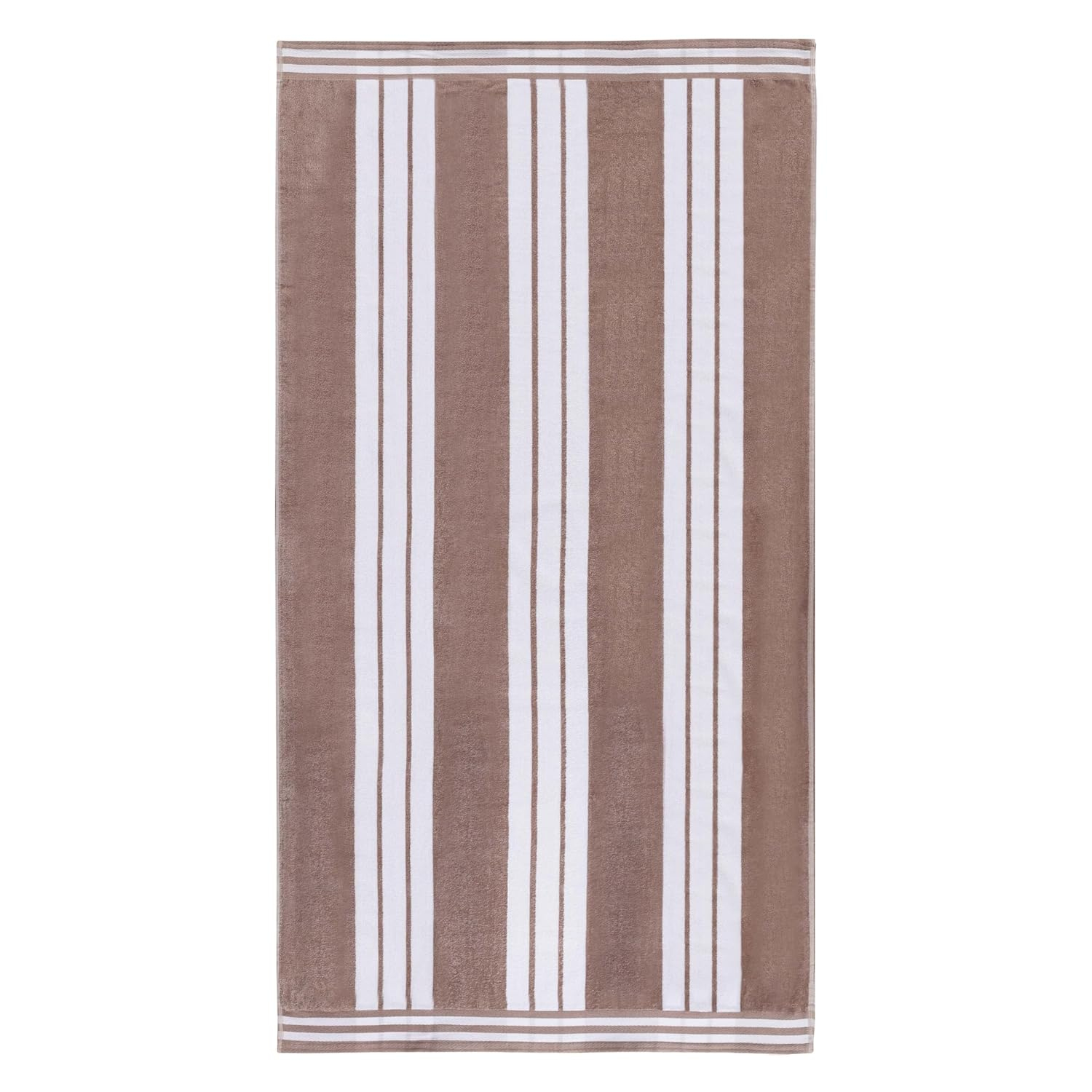 Superior Cotton Striped Oversized Beach Towel, 34" x 64", Taupe