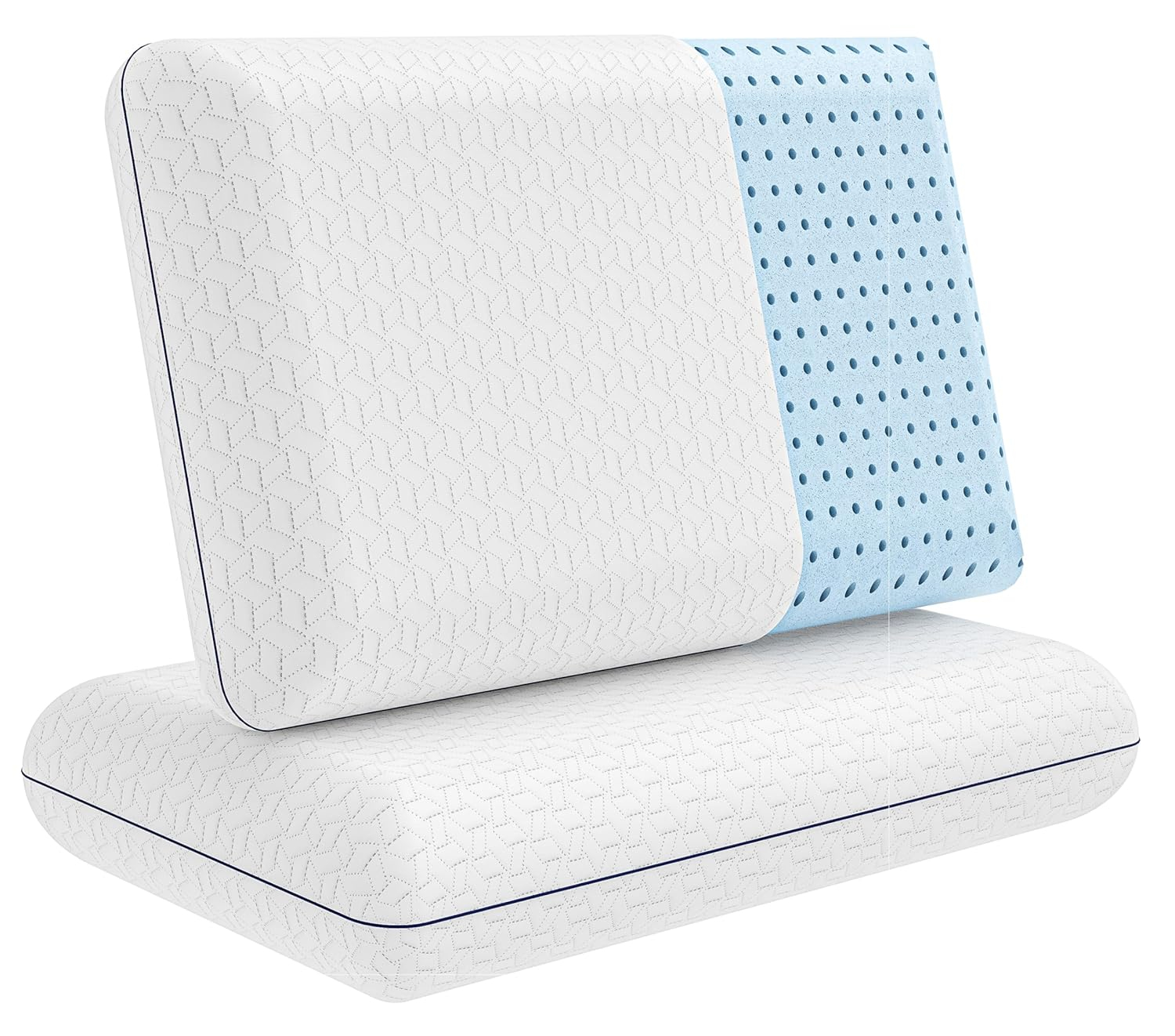 Vaverto Gel Memory Foam Pillow -Standard Size - Ventilated, Premium Bed Pillows with Washable and Bamboo Pillow Cover, Cooling, Orthopedic Sleeping, Side and Back Sleepers - 2 Pack