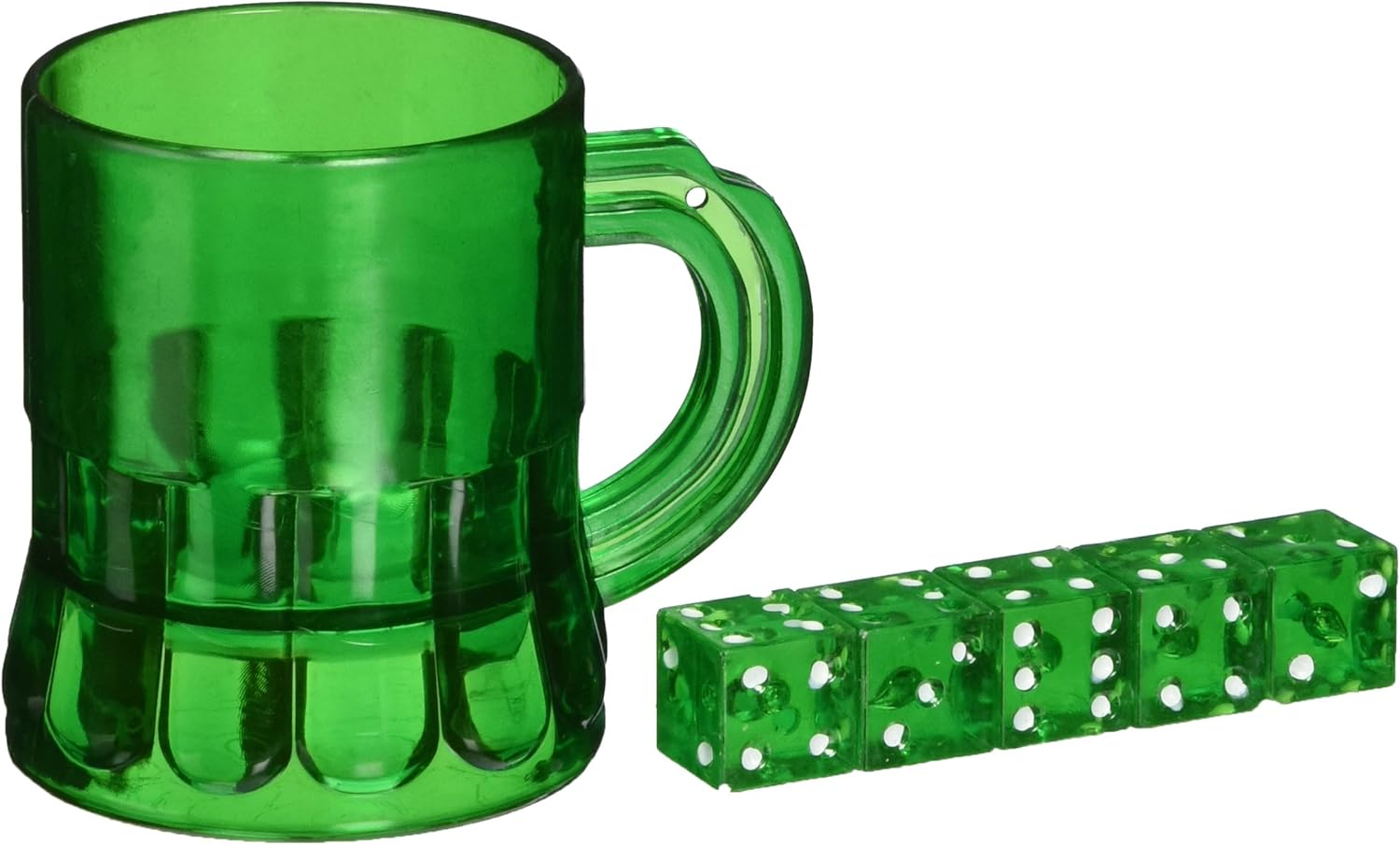 Green Plastic St. Patrick's Day Mug with Dice Set