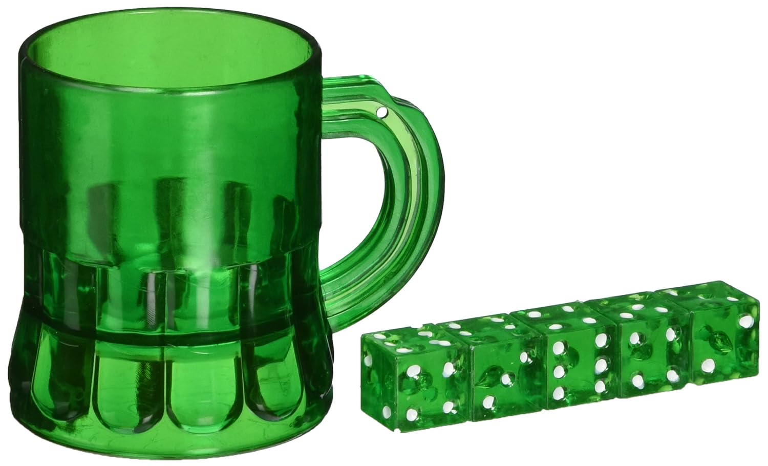 Green Plastic St. Patrick's Day Mug with Dice Set