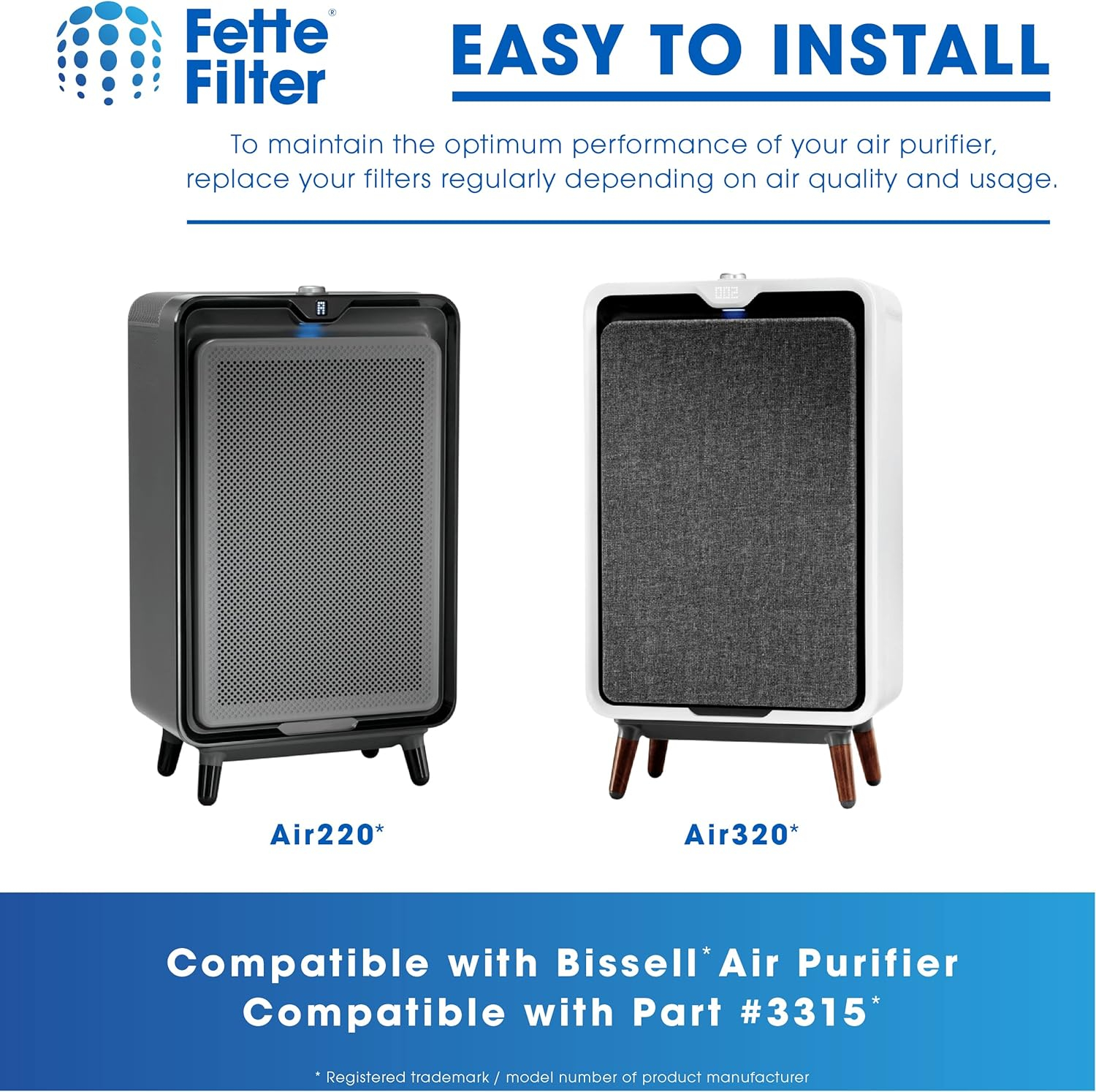 Fette Filter - Air Purifier Replacement HEPA + PRE-FILTER AND ACTIVATED CARBON FILTER PACK Compatible with BISSELL Air220 & Air320 Air Purifier Part # 2677, 2678, 3289, 3315, 2804, 3315 - Pack of 1