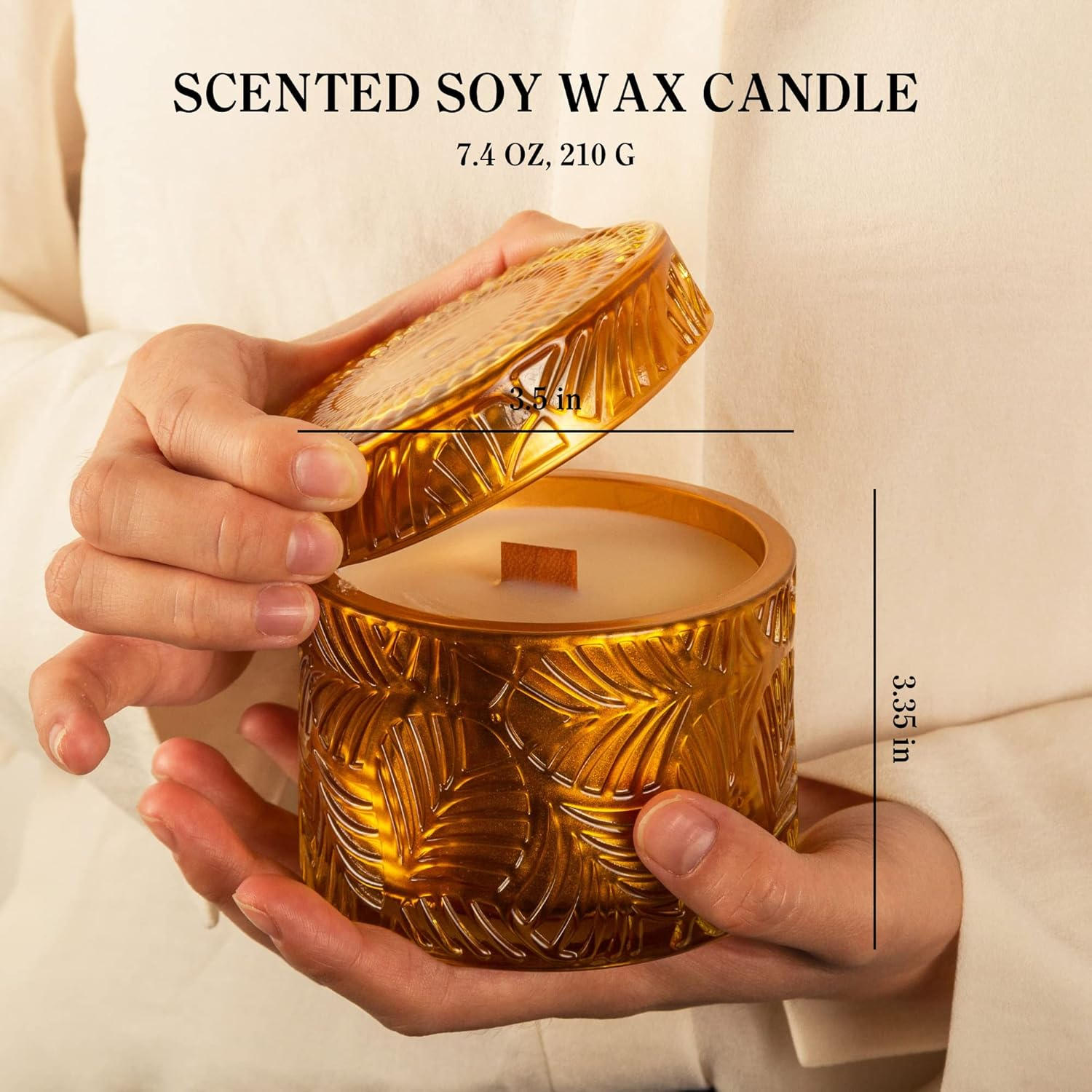 Hidden Label Christmas Candle,Festive Spice Scented Candles, Crackling Wood Wick Soy Candles, 7.4oz Glass Jar Decorative Candles, Candles Gifts for Women