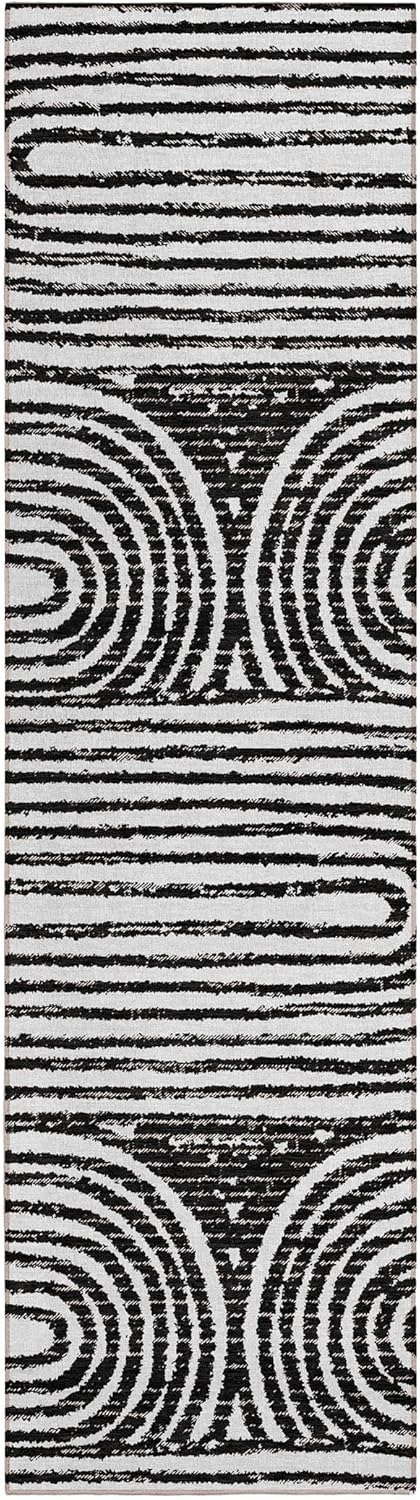 Chantille ACN540 Black 2 ft. 3 in. x 7 ft. 6 in. Machine Washable Indoor/Outdoor Geometric Runner Rug
