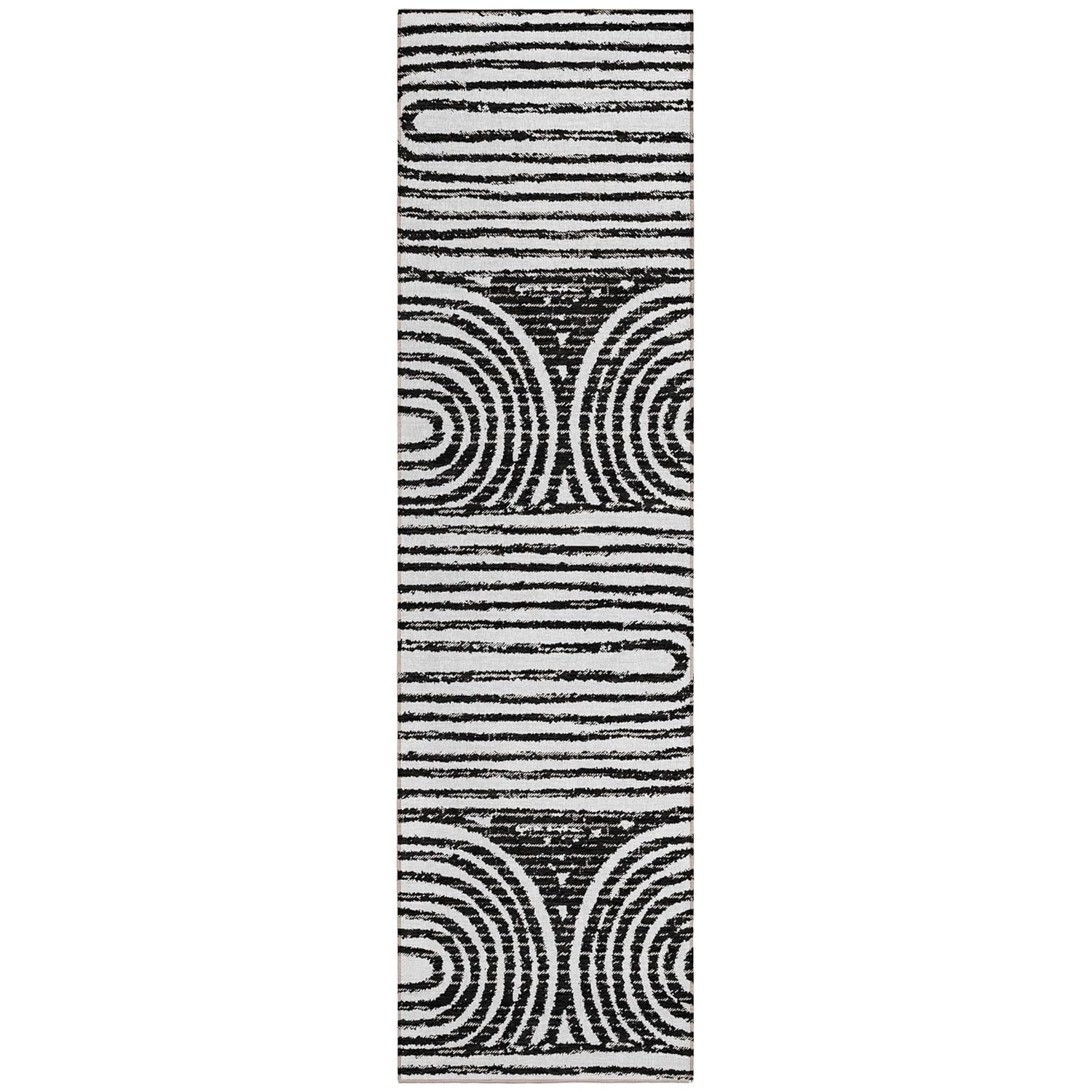 Chantille ACN540 Black 2 ft. 3 in. x 7 ft. 6 in. Machine Washable Indoor/Outdoor Geometric Runner Rug