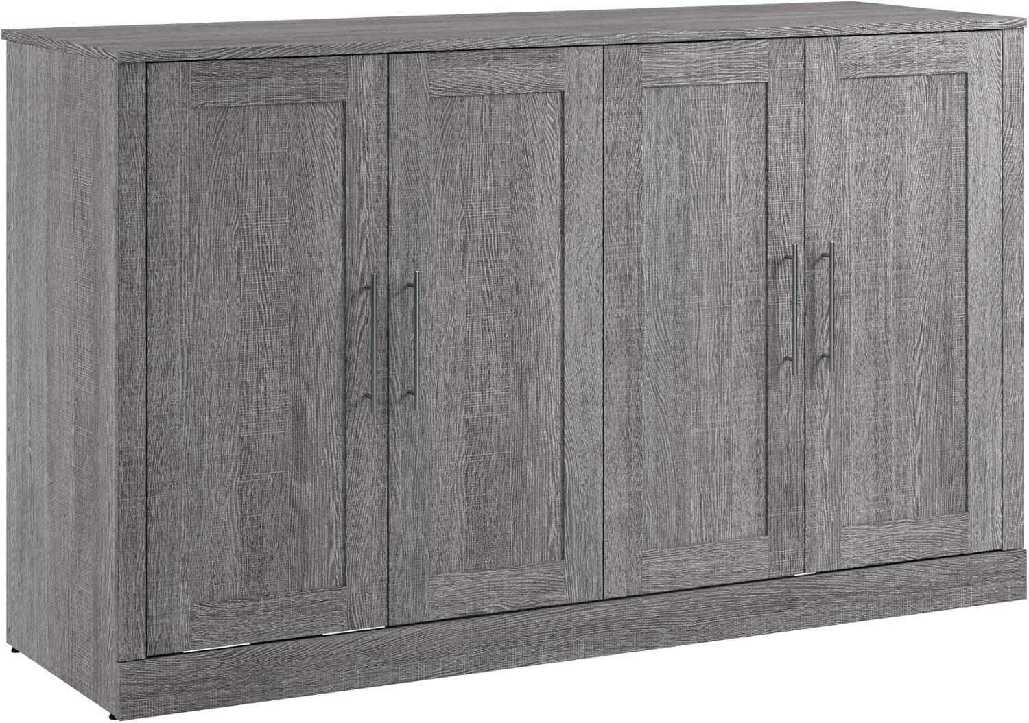 Bestar Pur 75" Modern Engineered Wood Queen Cabinet Bed w/ Mattress in Bark Gray