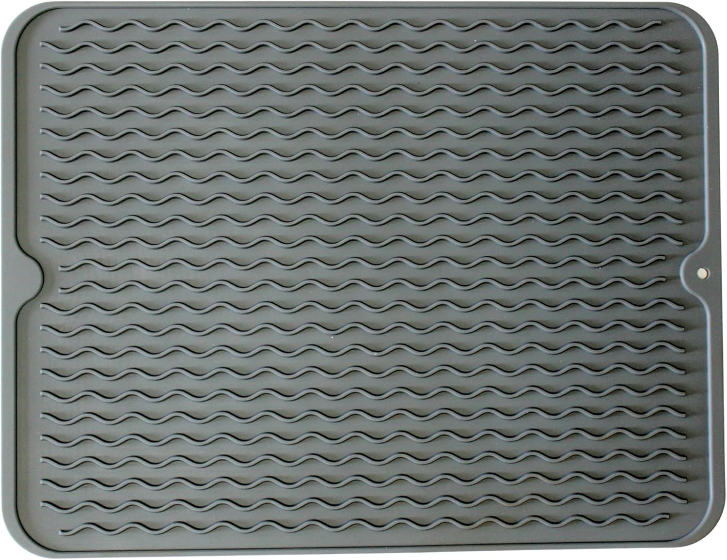 Dependable Industries Silicone Drying Mat, 16"x12" - Grooved Design, Heat-Resistant, Non-Slip, BPA-Free - For Dishes, Cutlery, Pots, Pans (Gray)