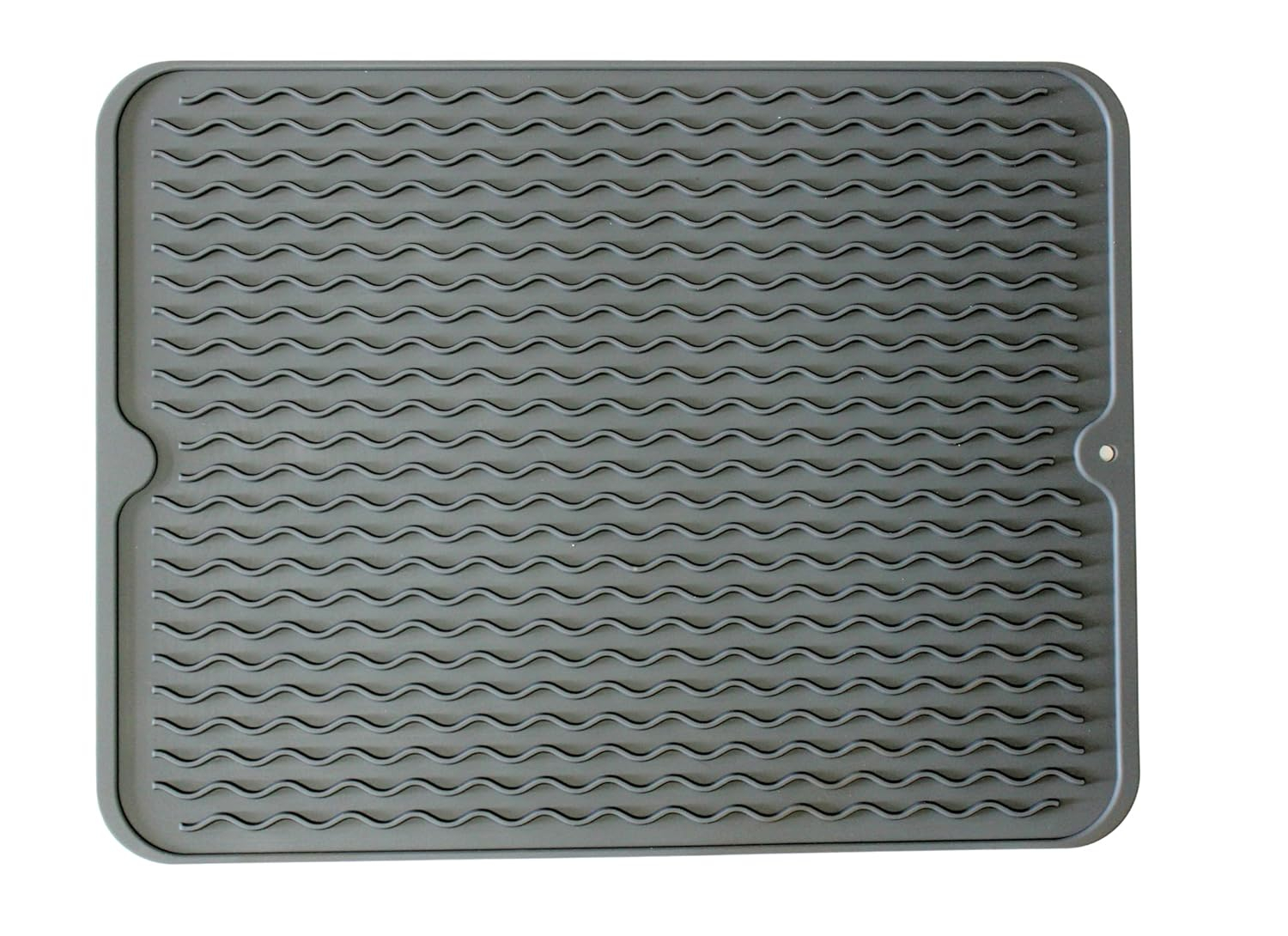 Dependable Industries Silicone Drying Mat, 16"x12" - Grooved Design, Heat-Resistant, Non-Slip, BPA-Free - For Dishes, Cutlery, Pots, Pans (Gray)