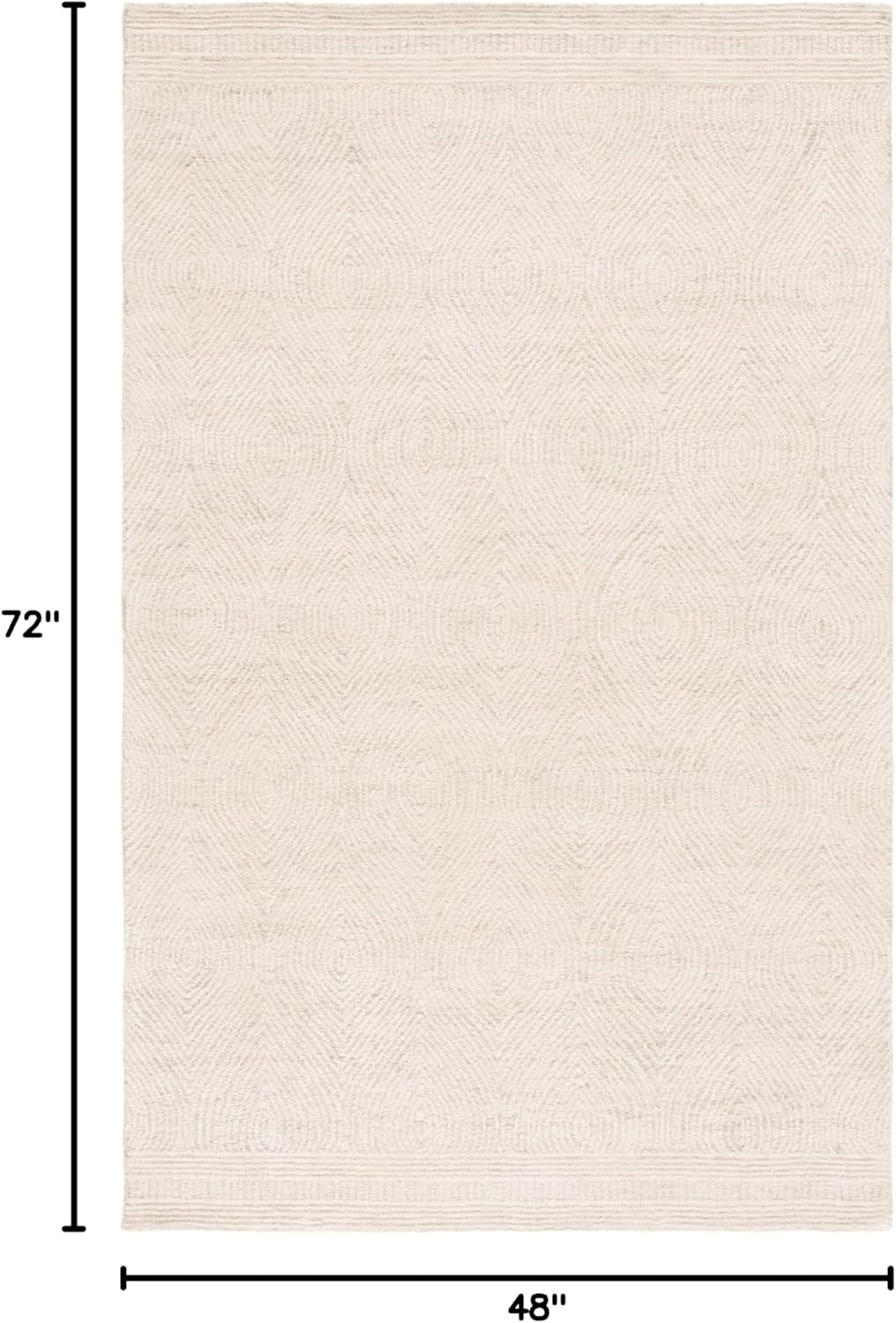 Textured Home Ivory Beige 4 ft. x 6 ft. Solid Geometric Contemporary Area Rug