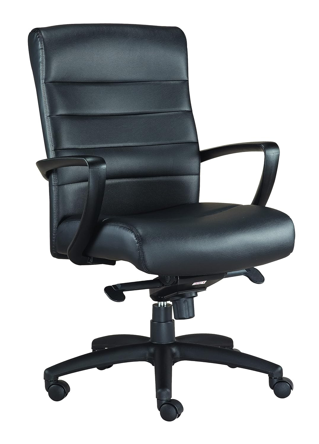 Manchester Mid Back Black Leather Office Chair with Metal Frame