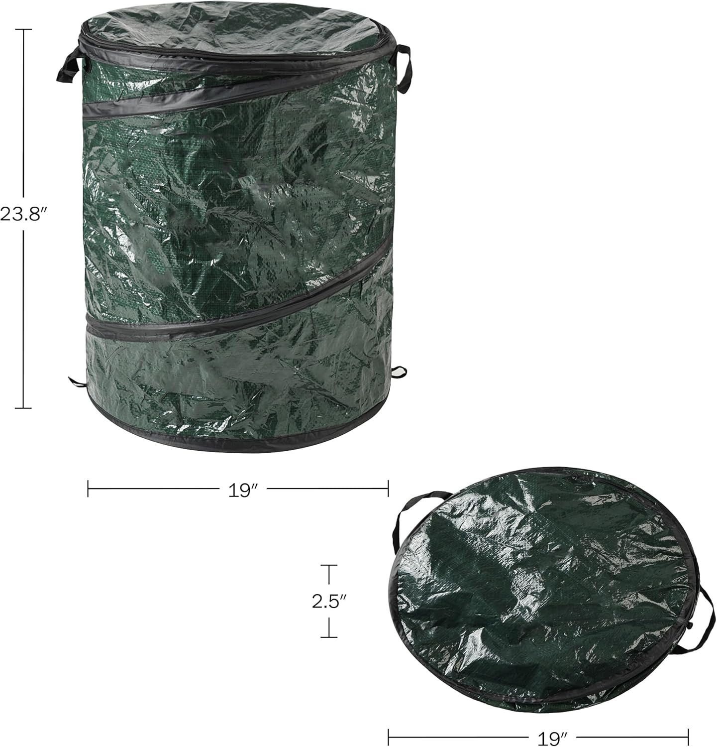 Wakeman 29.5-Gallon Pop Up Outdoor Garbage Can - Collapsible Trash Can for Parties, Yard Waste, Laundry, or Camping Accessories - Green