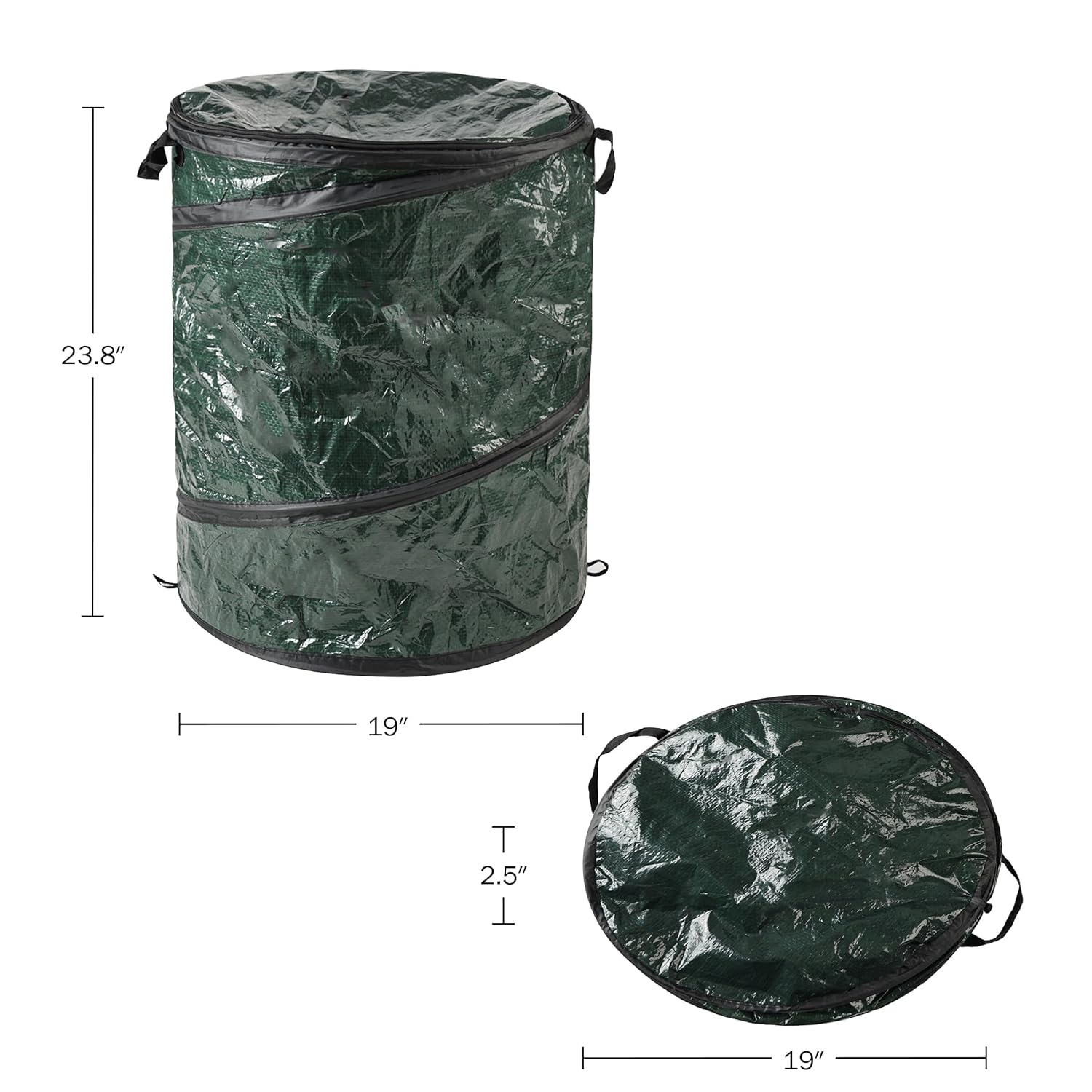 Wakeman 29.5-Gallon Pop Up Outdoor Garbage Can - Collapsible Trash Can for Parties, Yard Waste, Laundry, or Camping Accessories - Green