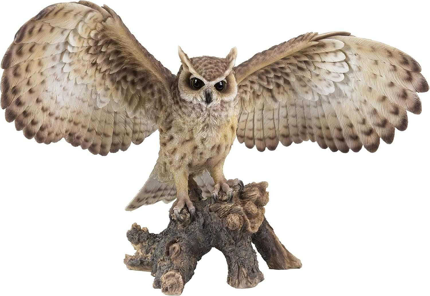 Ebros Gift 18.7" Wide Realist Look Opening Eagle Owl Resin Figurine Statue