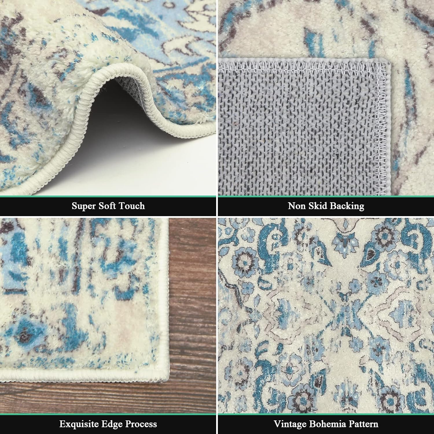 HEBE Hallway Runner Rug 2'x6' Washable Vintage Distressed Area Rugs Non Slip Laundry Rug Runner Boho Floor Carpet Runners for Hallways Entryway Laundry Room Kitchen Bathroom