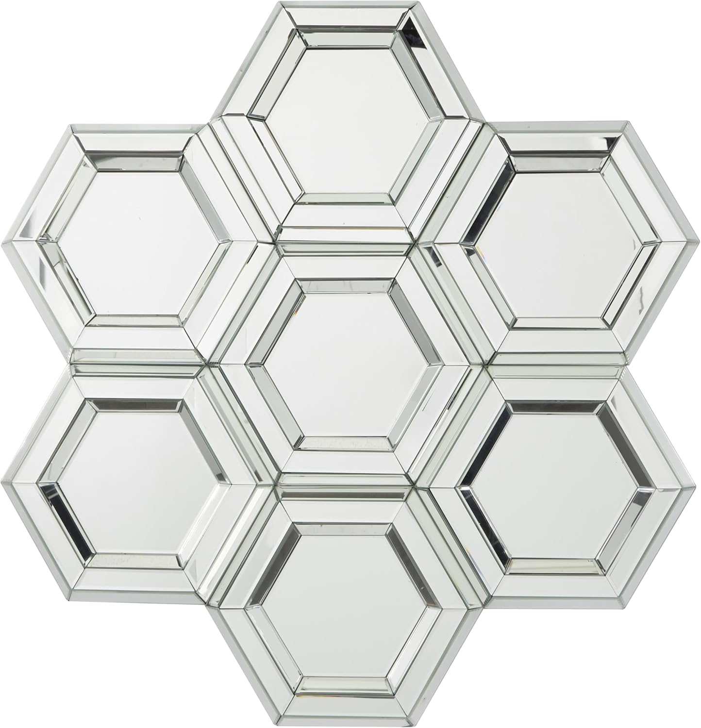 DecMode 39" x 41" Silver Honeycomb Shaped Geometric Wall Mirror