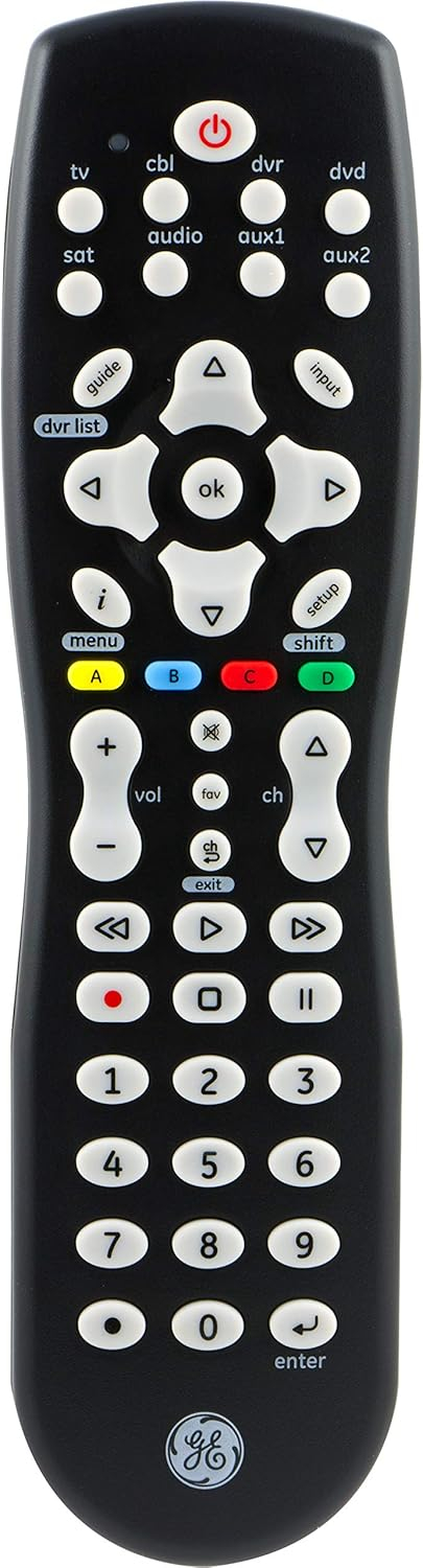GE 8-Device Universal TV Remote Control in Black, 33715